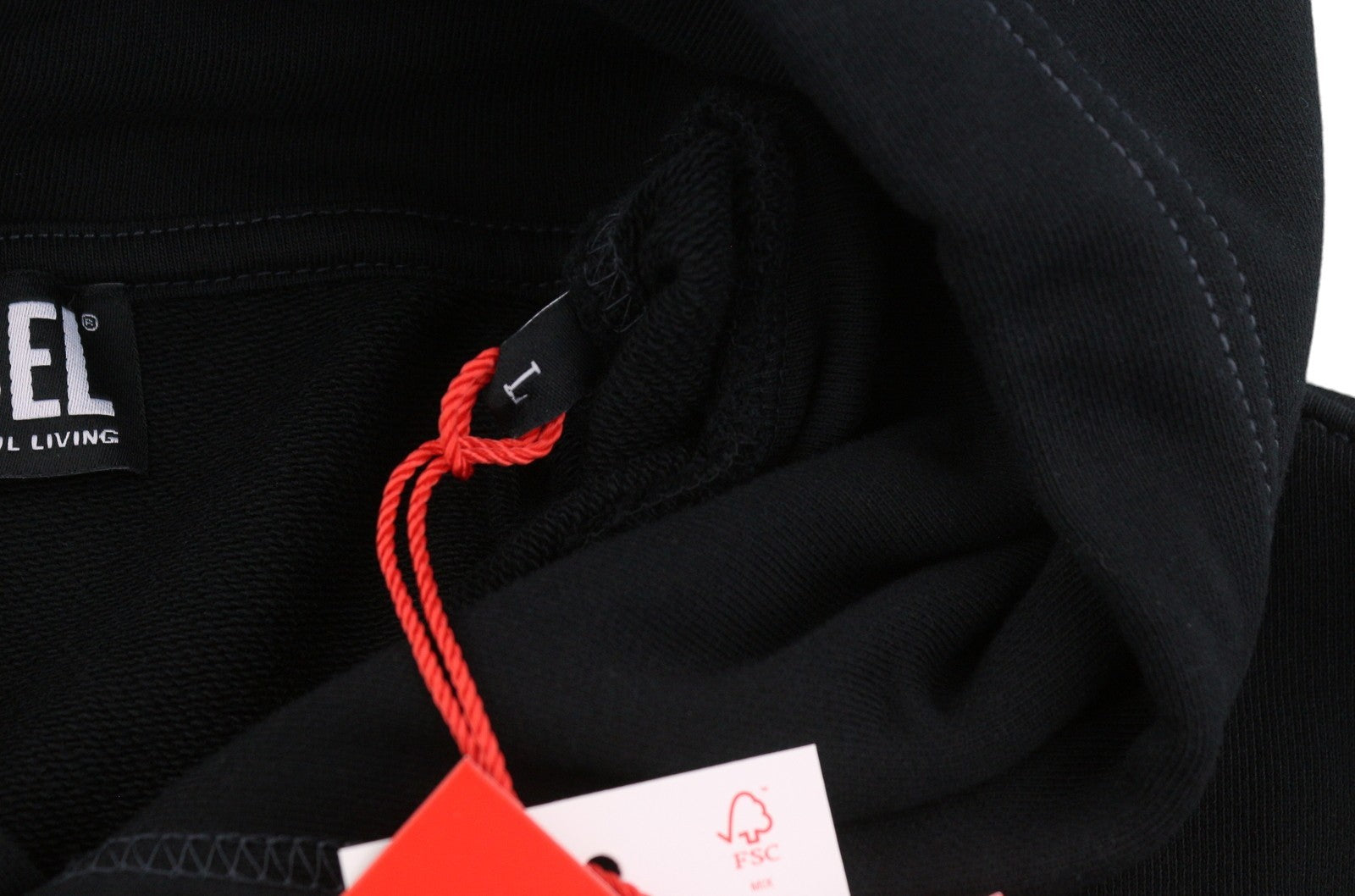 Diesel S-macs-hood-g7 Men Hoodieblack Patterned Kangaroo Pocket Rrp175