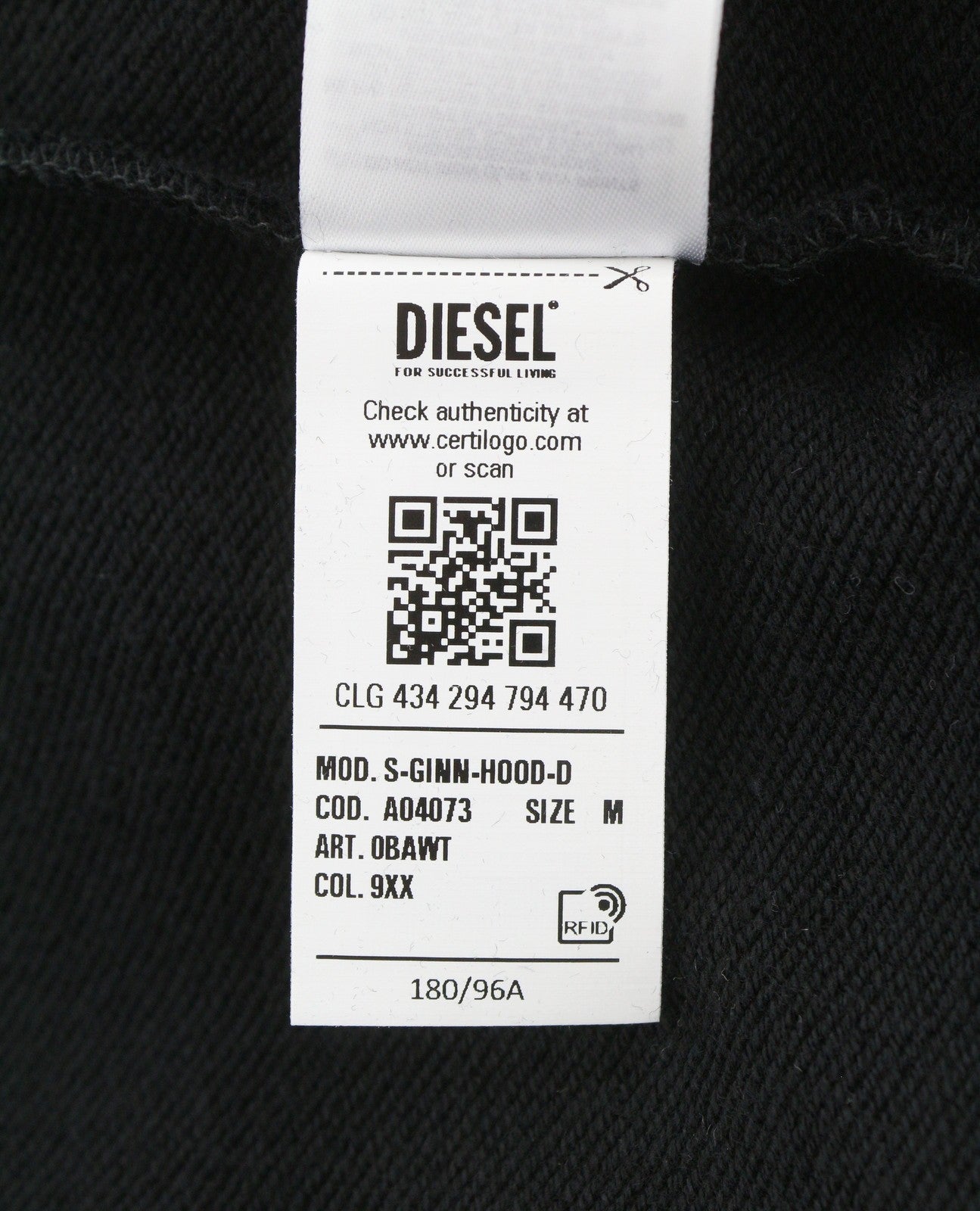 Diesel S-ginn-hood-d Men Hoodieblack Kangaroo Pocket Pull On Rrp175