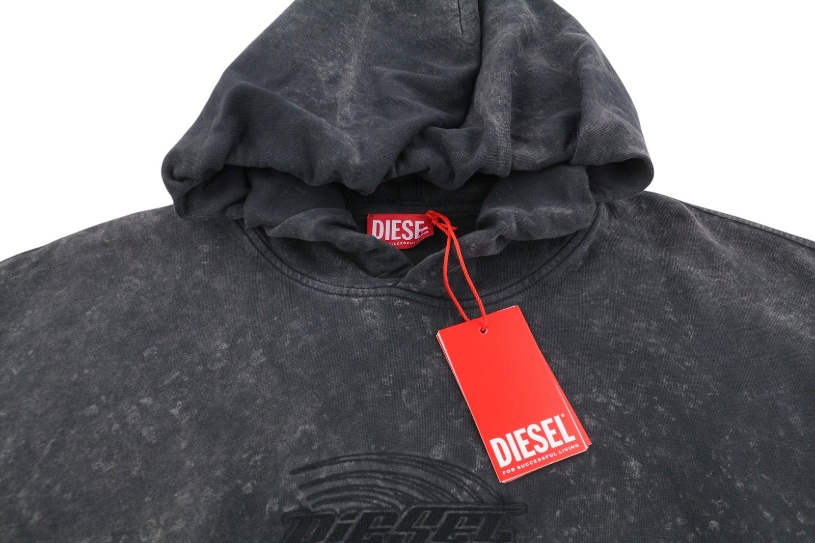 Diesel S-boxstic-hood Men Hoodiegrey Acid Washed Oversized Unisex Rrp295