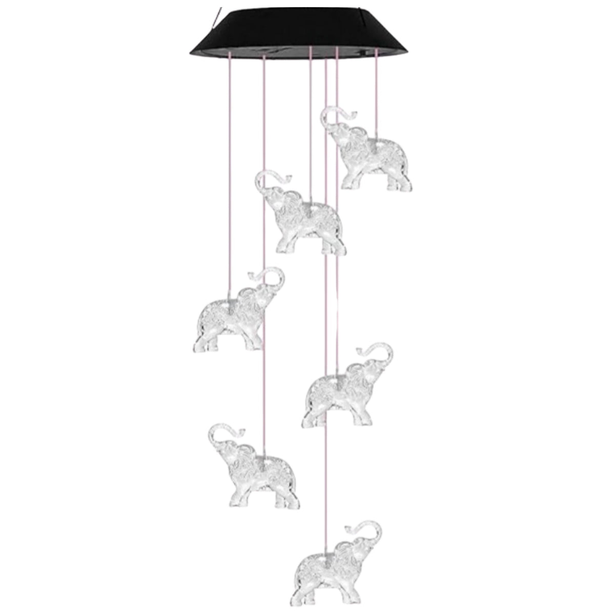 Solárne záhradné LED zvončekové lampy Slony farebné 70 cm