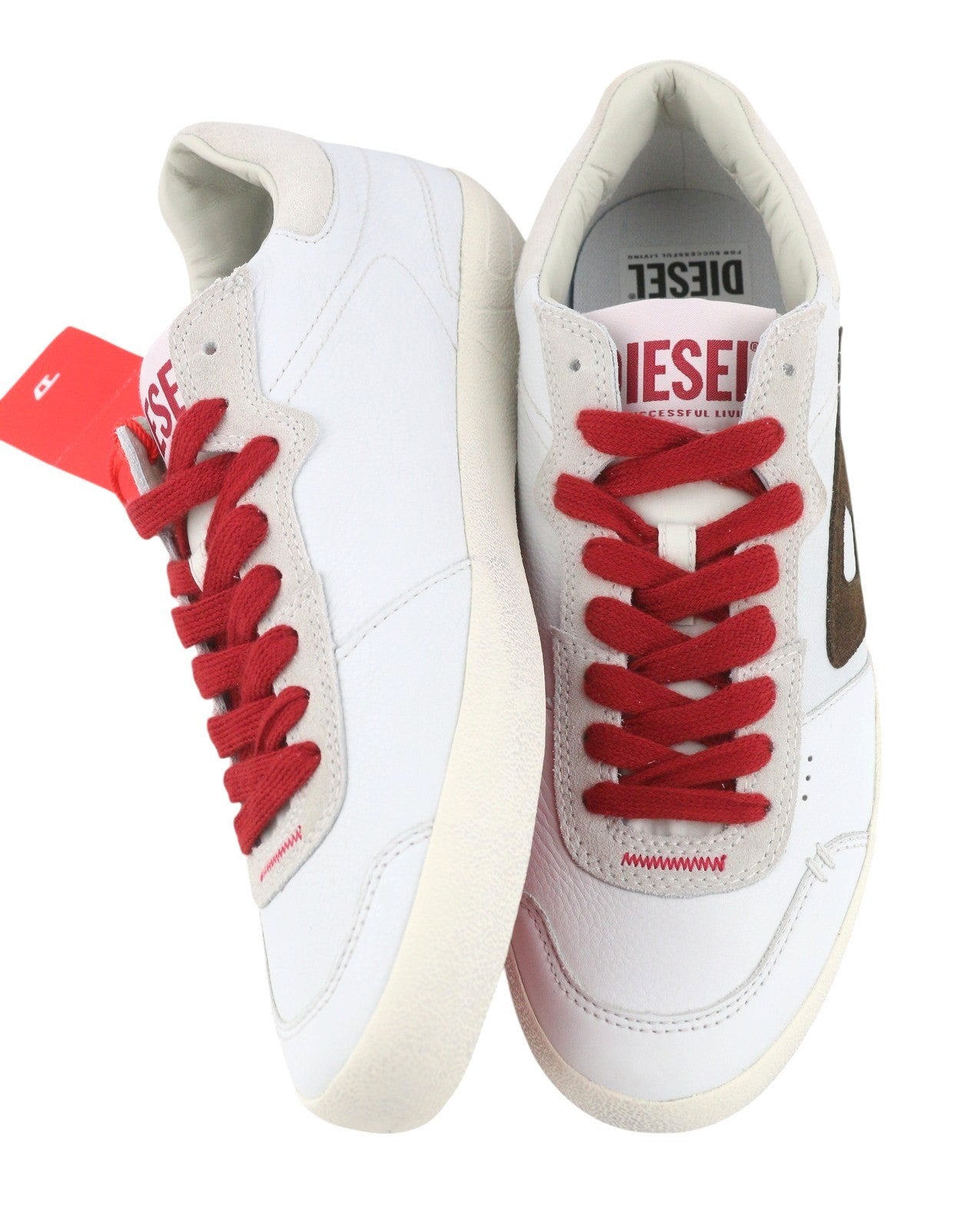 Diesel S-leroji Low Men Sneakers Eu42.5 Grey Leather Almond Toe Rrp225