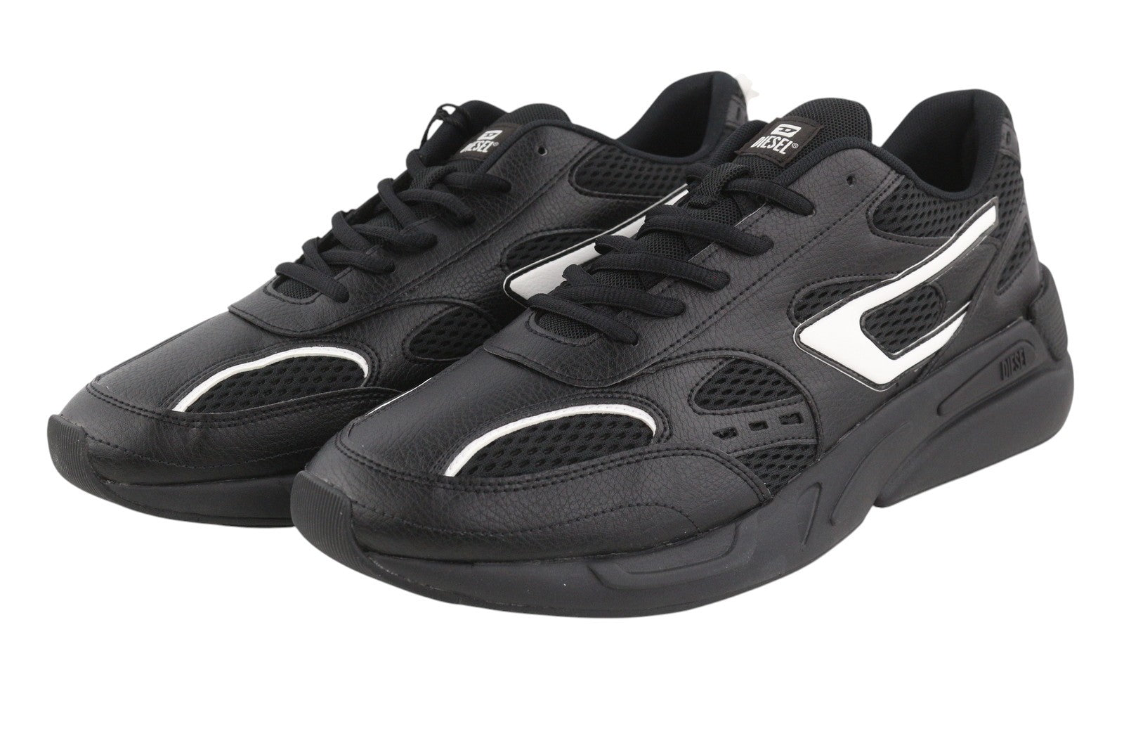 Diesel S-serendipity Sport Men Sneakers Eu46 Black Almond Toe Low Top Rrp160
