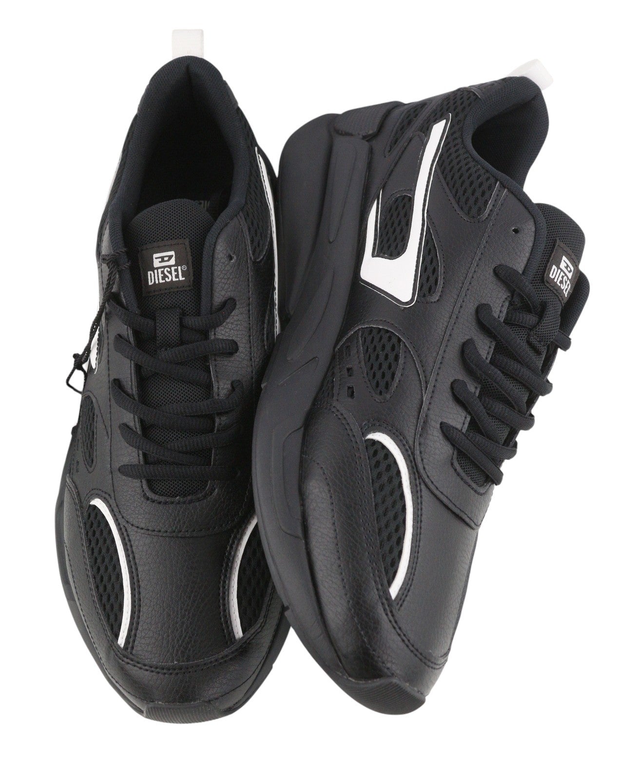 Diesel S-serendipity Sport Men Sneakers Eu46 Black Almond Toe Low Top Rrp160