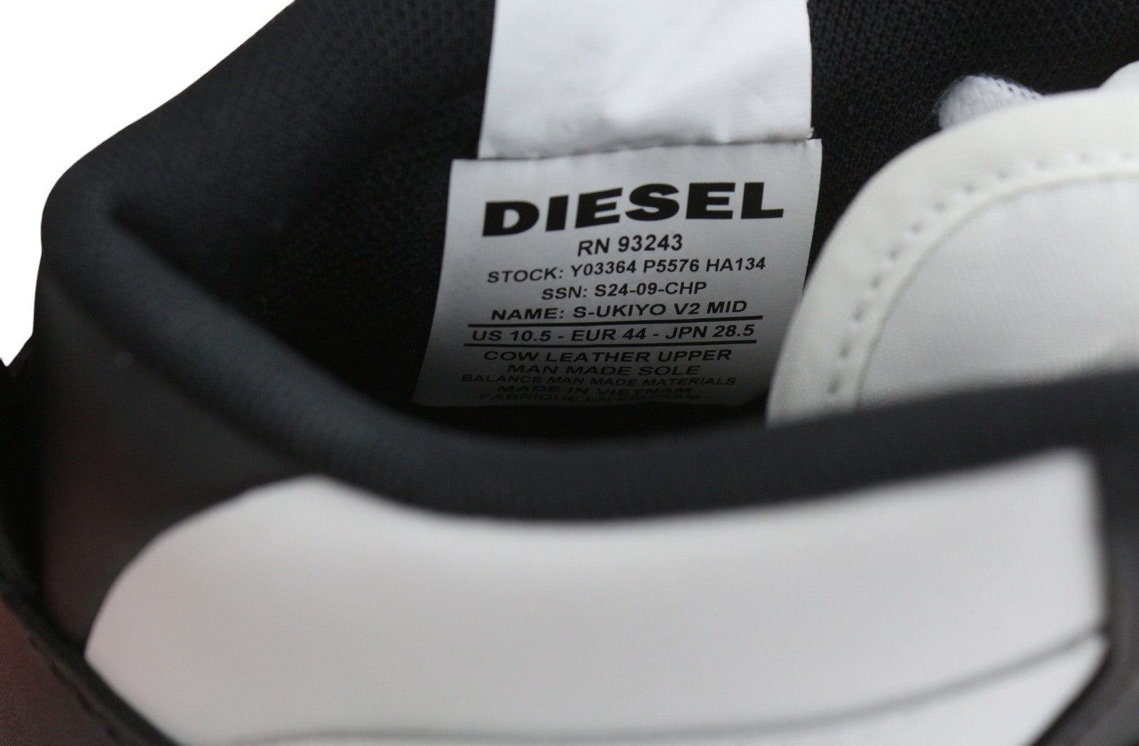 Diesel S-ukiyo V2 Mid Men Sneakers Eu44 White Cow Leather Lace Up Rrp215