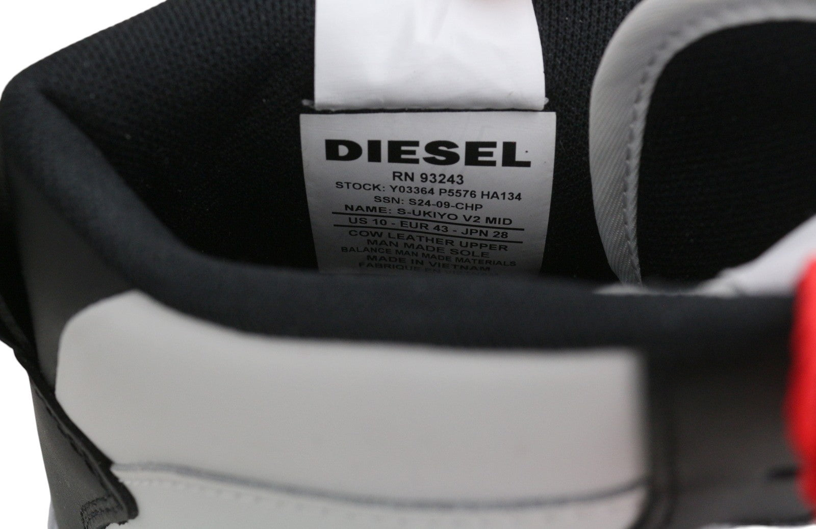 Diesel S-ukiyo V2 Mid Men Sneakers Eu43 White Cow Leather Lace Up Rrp215