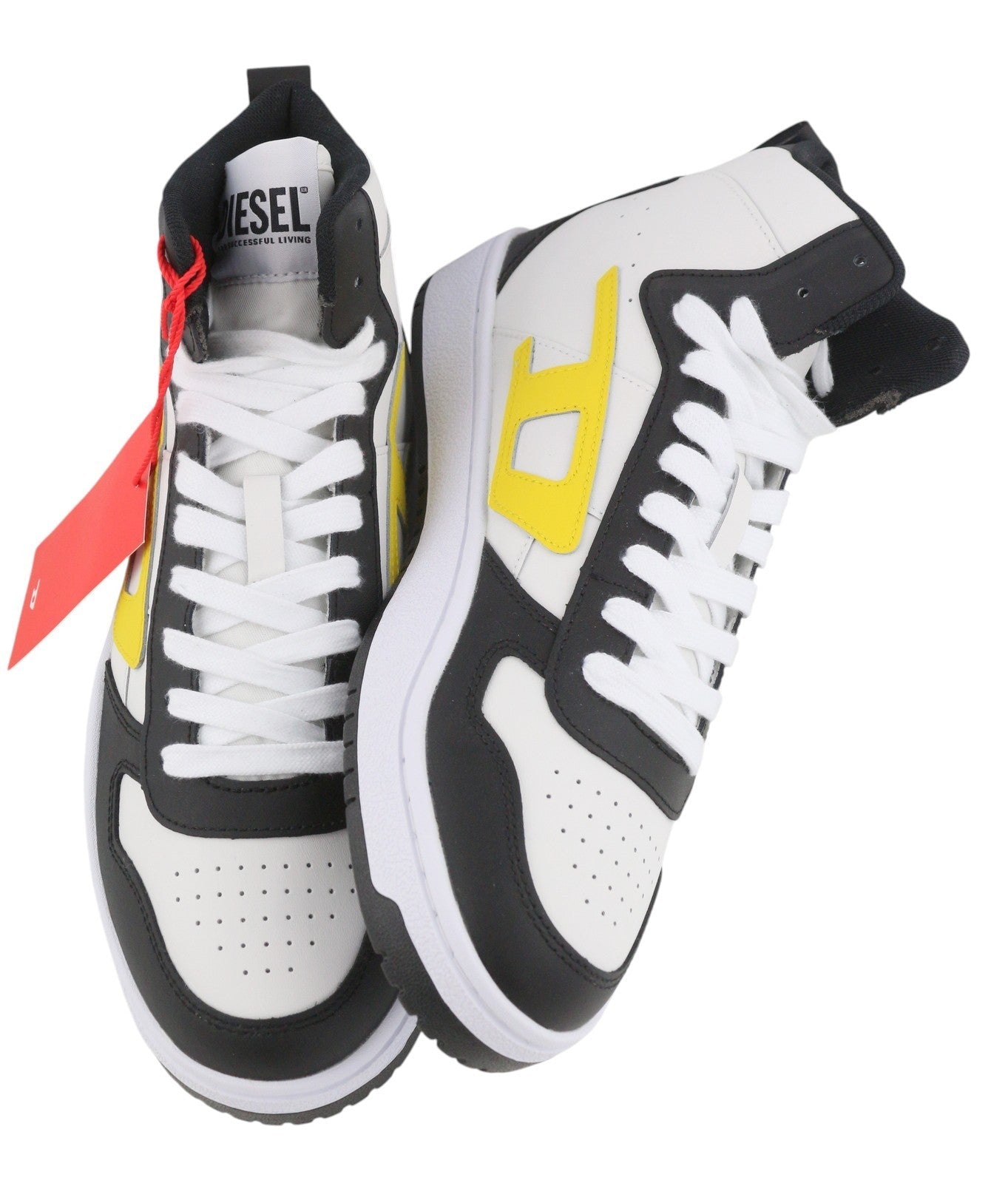 Diesel S-ukiyo V2 Mid Men Sneakers Eu43 White Cow Leather Lace Up Rrp215
