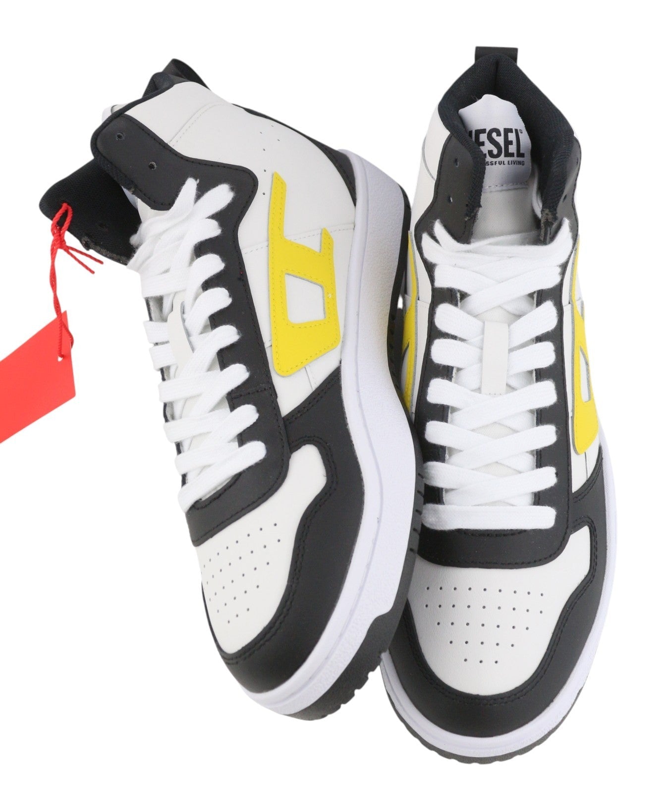 Diesel S-ukiyo V2 Mid Men Sneakers Eu43 White Cow Leather Lace Up Rrp215