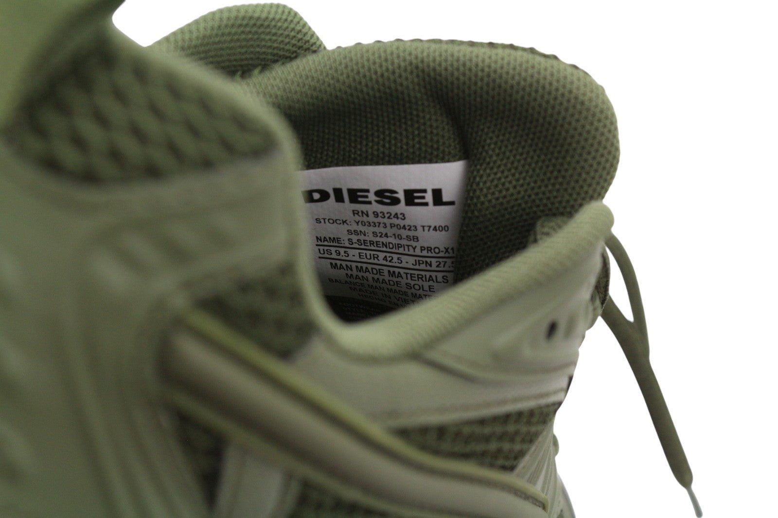 Diesel S-serendipity Pro-x1 Men Sneakers Eu42.5 Green Panelled Low Rrp275