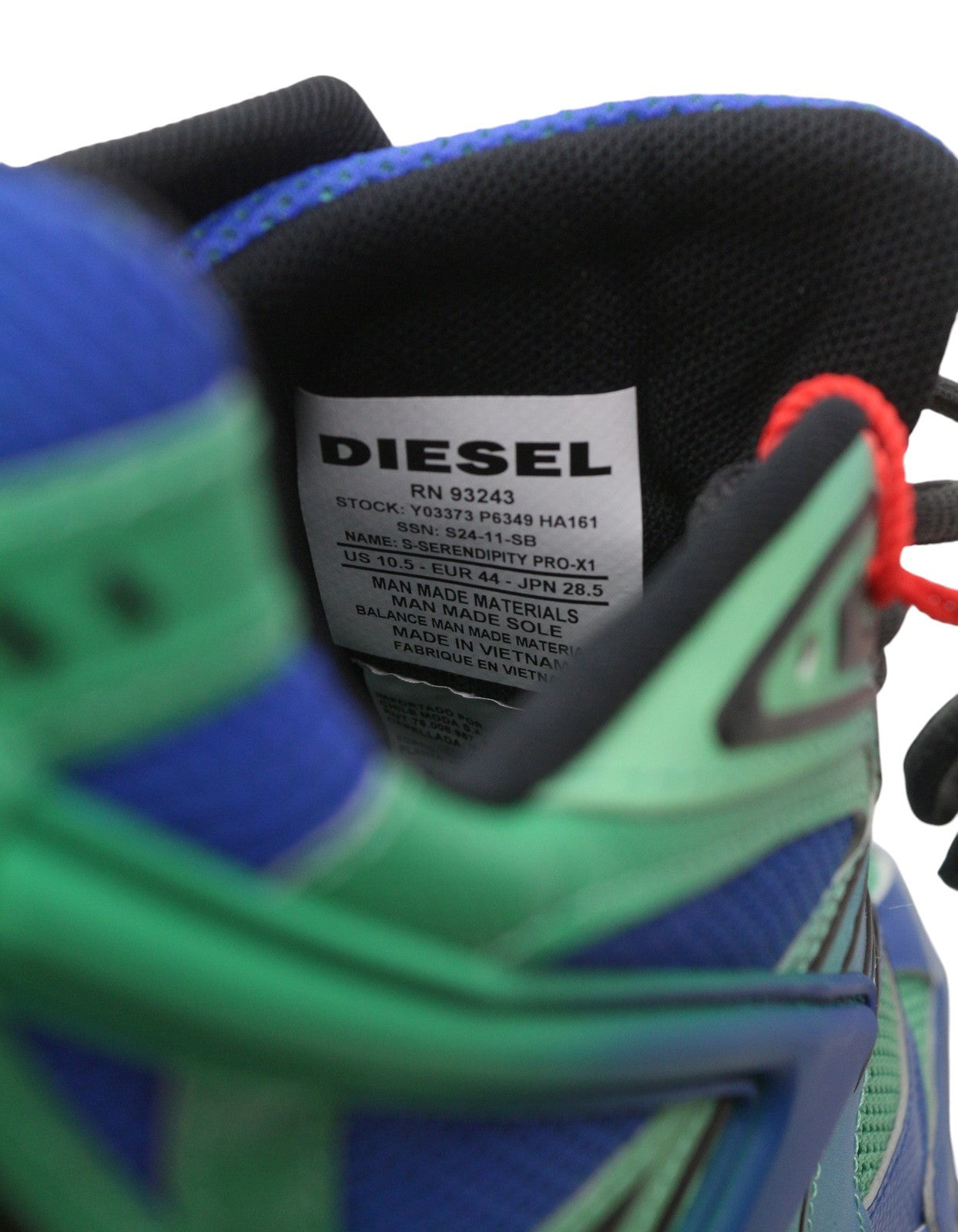 Diesel S-serendipity Pro-x1 Men Sneakers Eu44 Blue & Green Panelled Low Rrp275