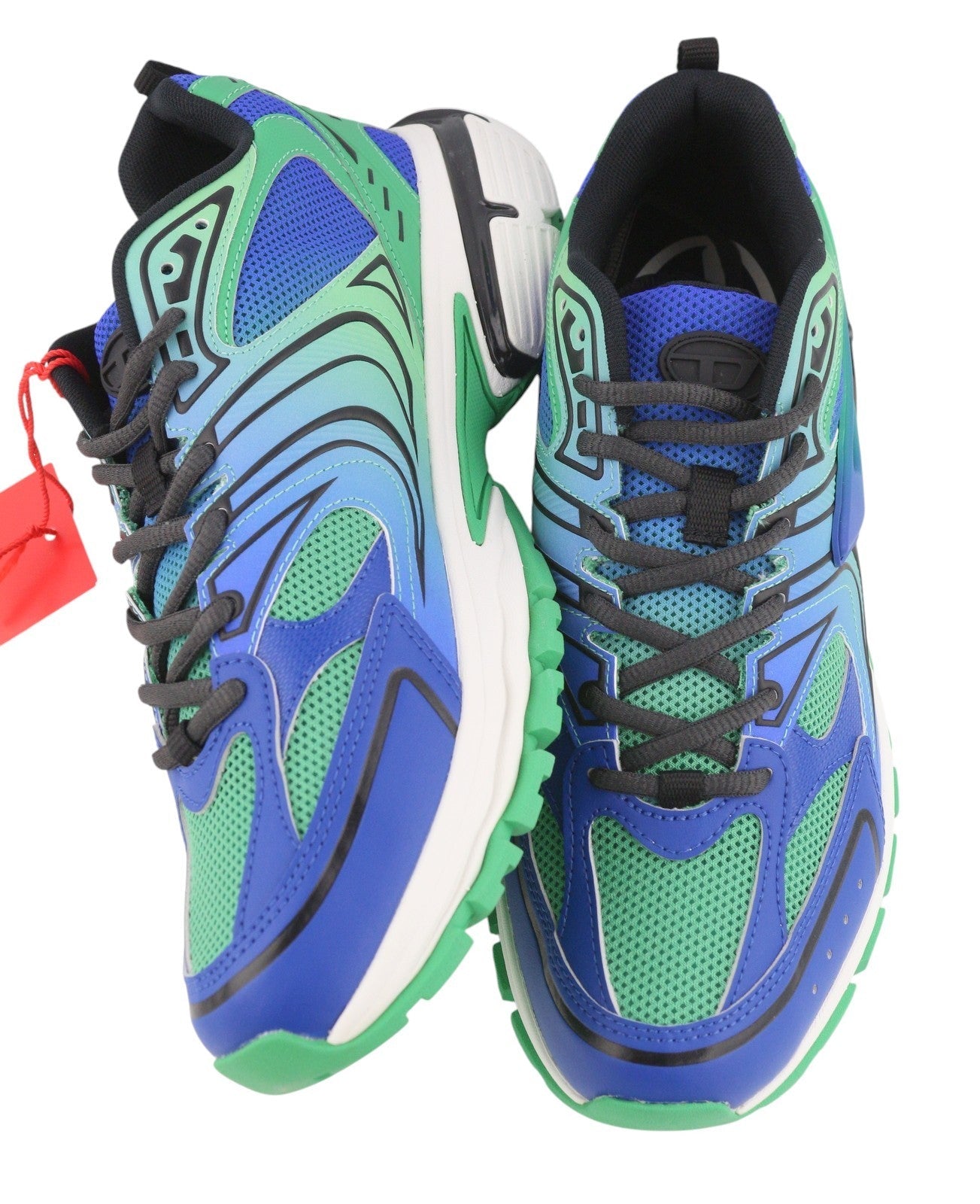 Diesel S-serendipity Pro-x1 Men Sneakers Eu44 Blue & Green Panelled Low Rrp275
