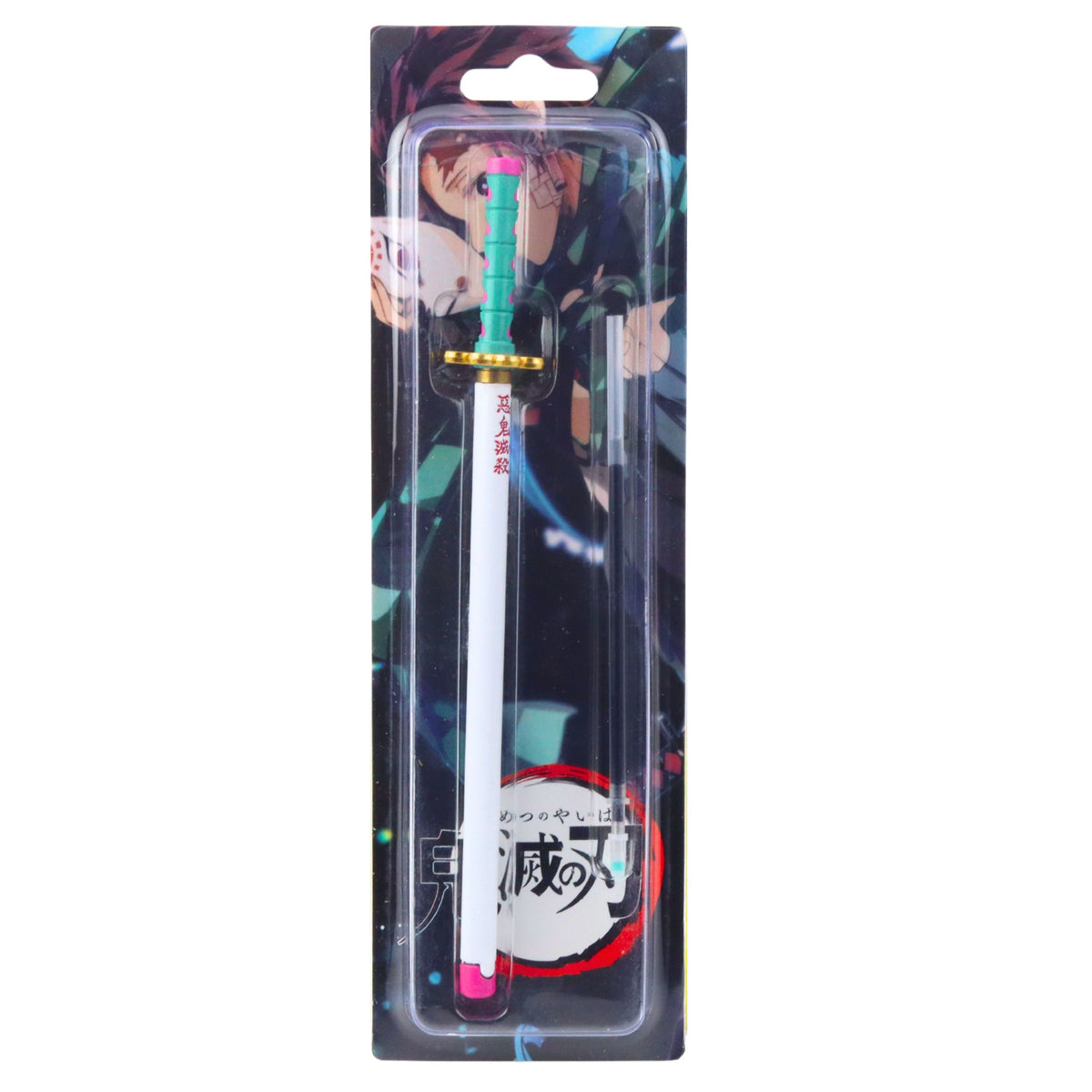 Katana Sword Anime Ballpoint Pen Metal Black Ink Replaceable Refill Turquoise