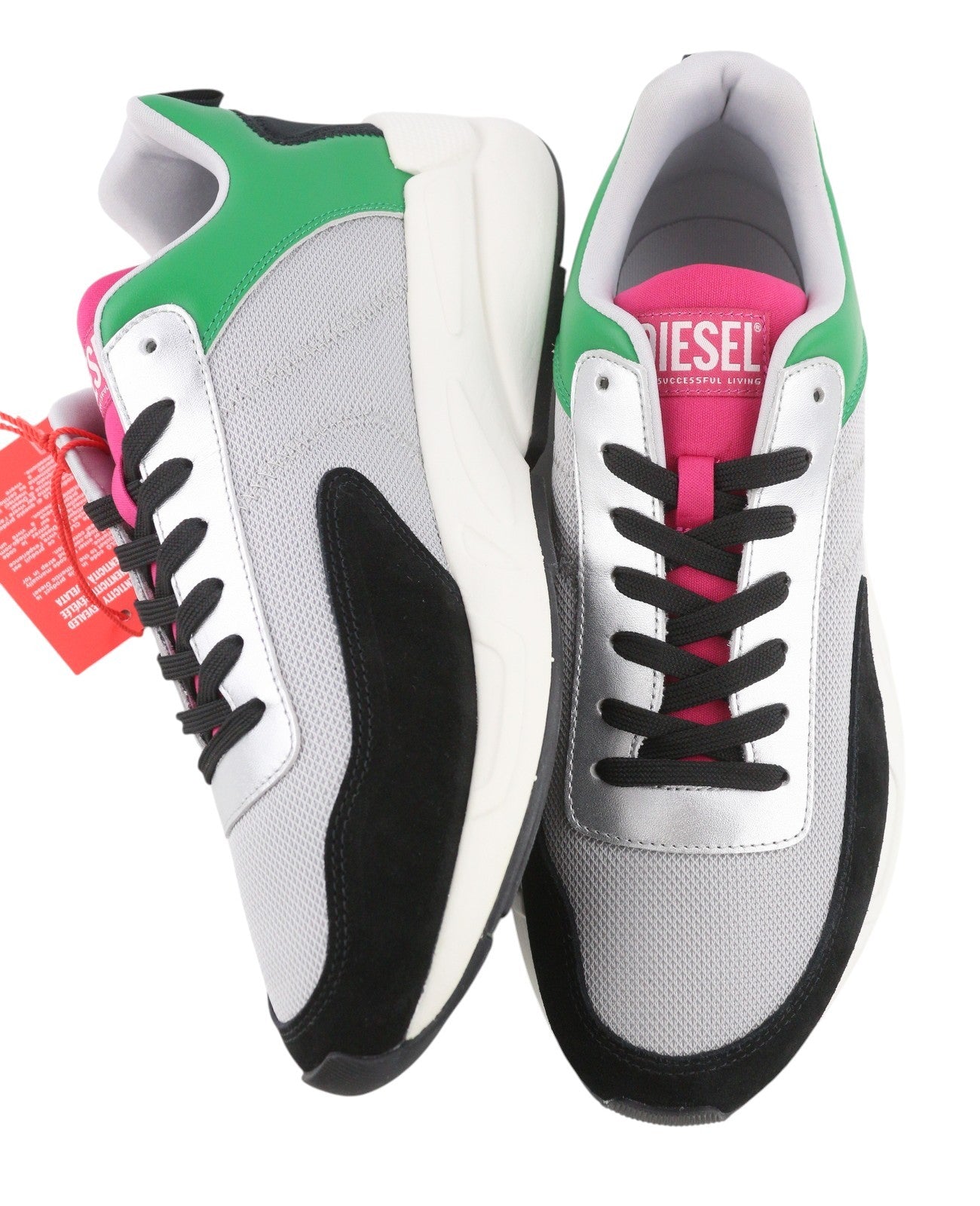 Diesel S-serena Low Men Sneakers Eu46 Grey Leather Details Almond Toe Rrp195