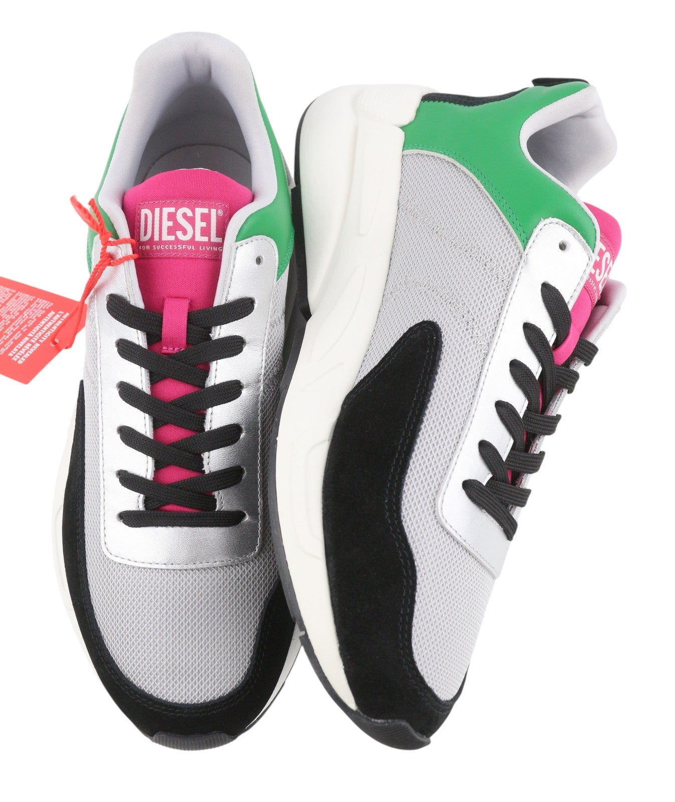 Diesel S-serena Low Men Sneakers Eu45 Grey Leather Details Almond Toe Rrp195