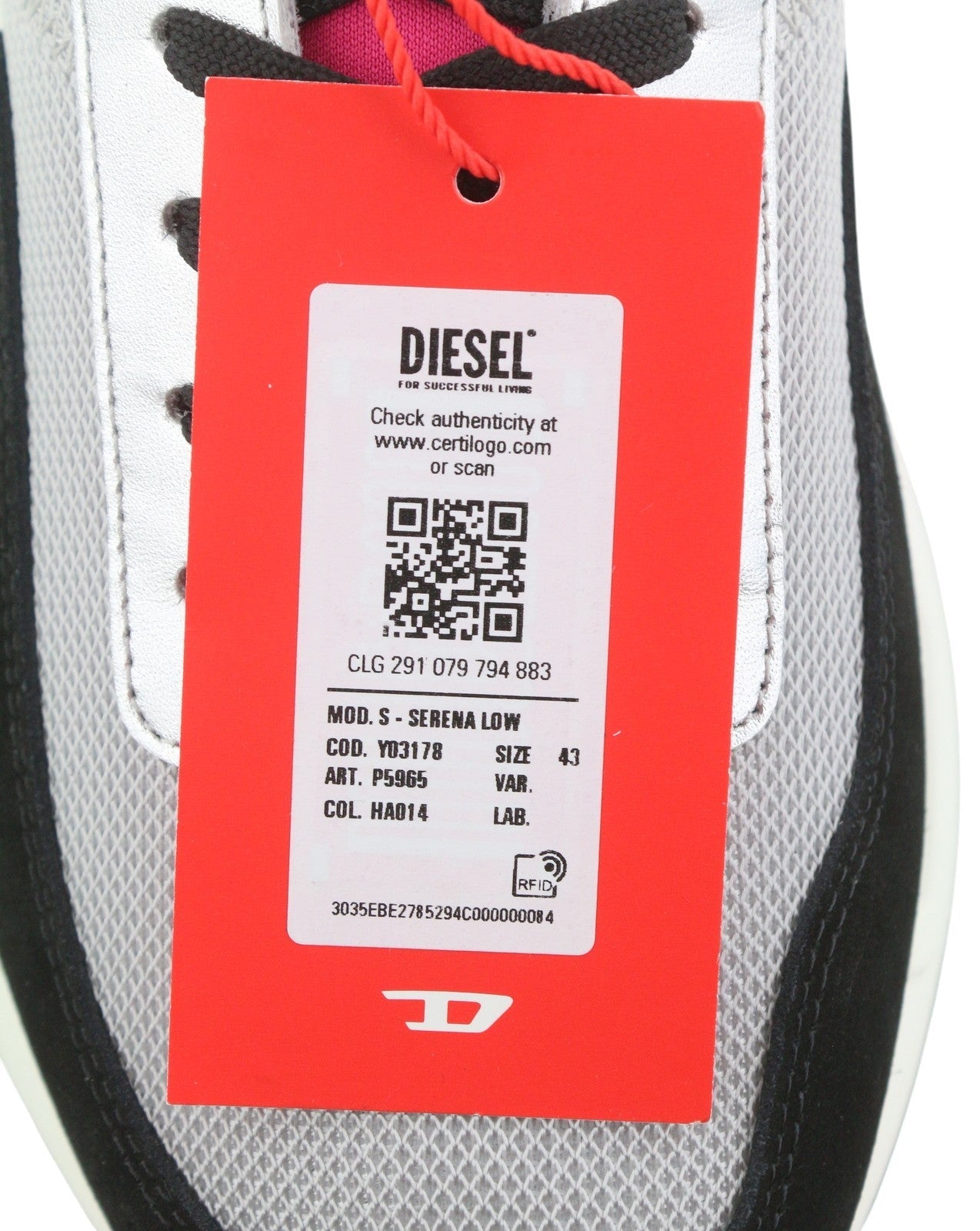 Diesel S-serena Low Men Sneakers Eu43 Grey Leather Details Almond Toe Rrp195