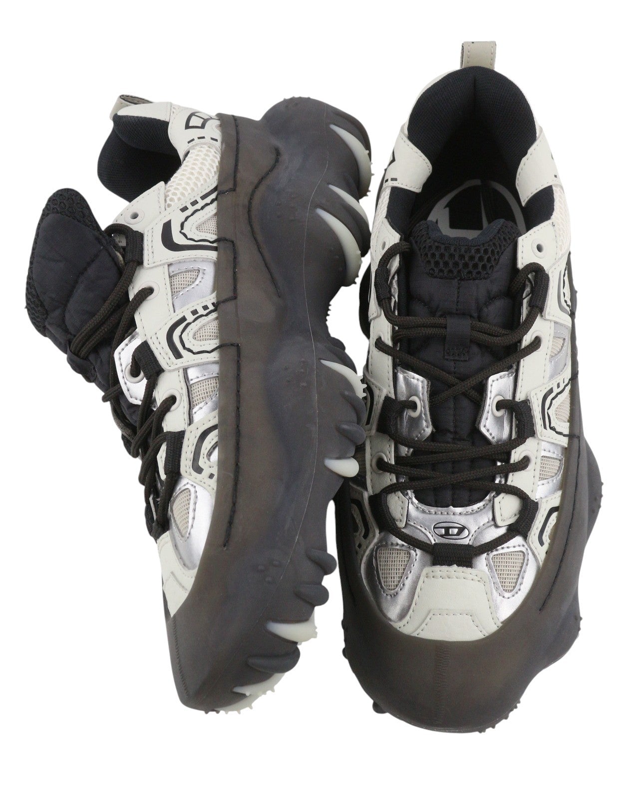 Diesel S-prototype P1 Men Sneakers Eu44 White Silver Low Top Laced Rrp350