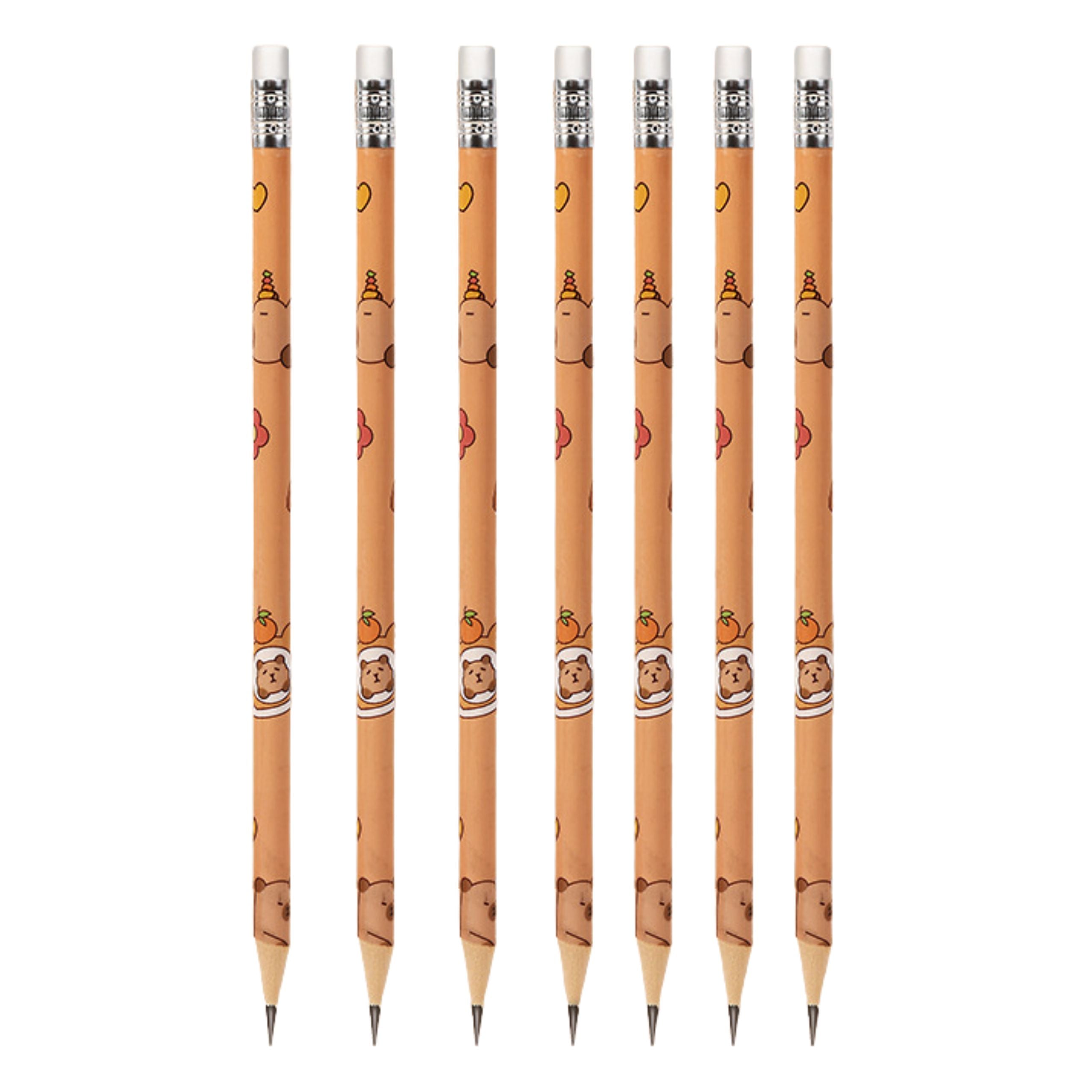Set Of Hb Graphite Pencils With Capybara Eraser In A Tube 30 Pcs.