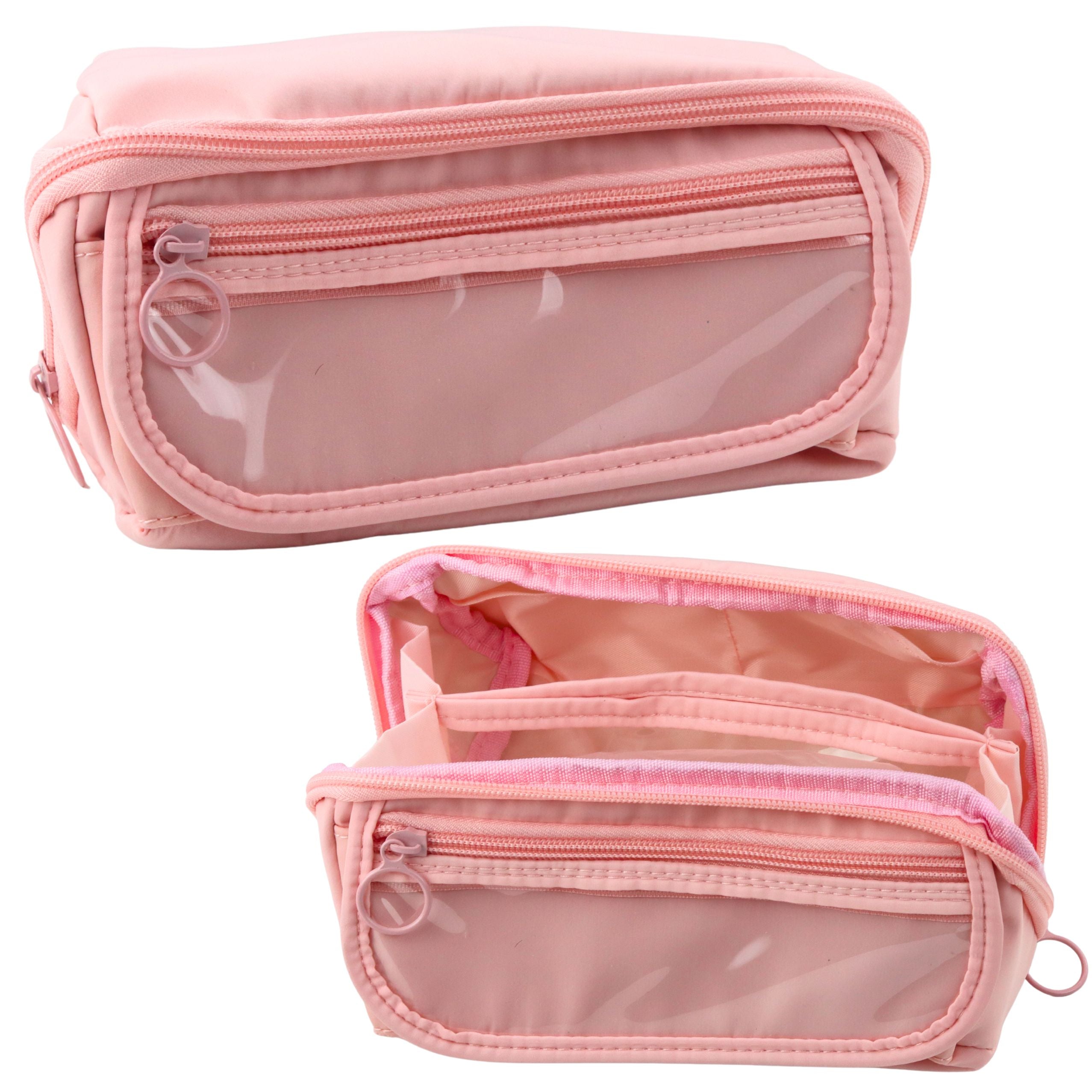 Pencil Case School Kit Expandable Roomy Pink 20x10cm