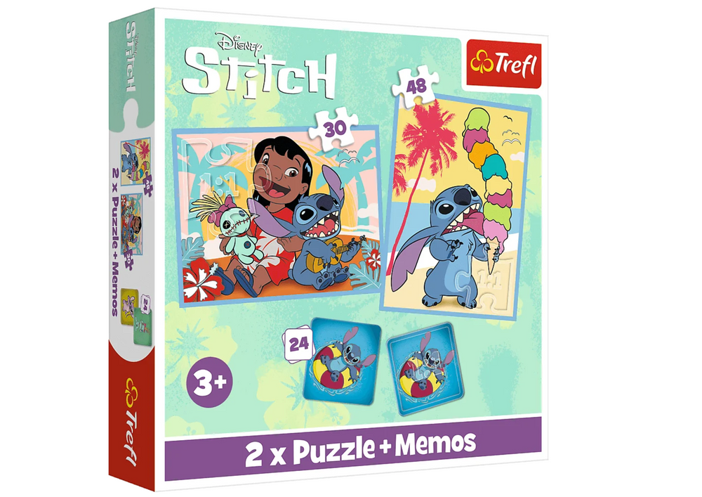 Puzzle + emlékeztetők 2 az 1-ben Lilo és Stitch Happy Day Trefl 93585