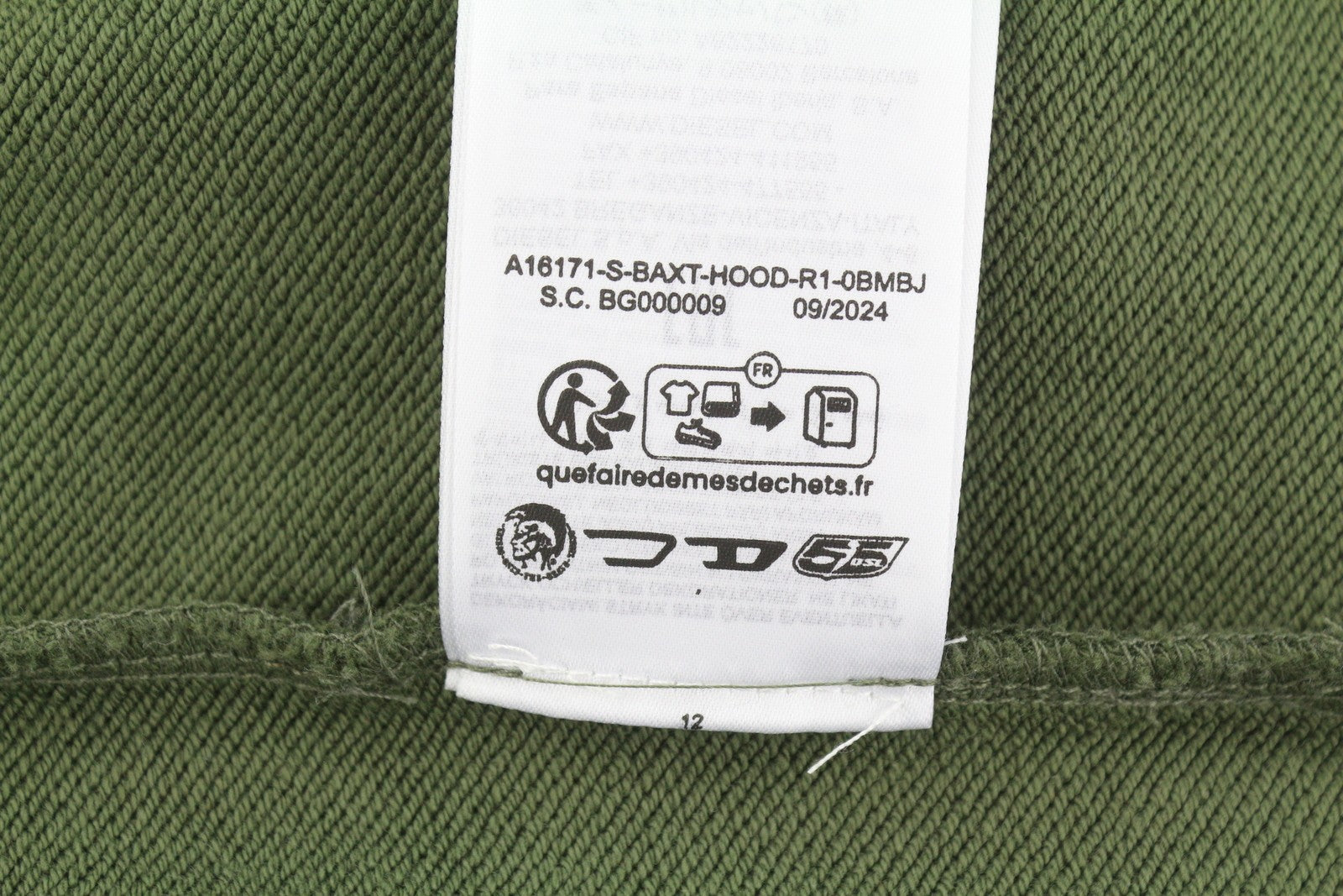 Diesel S-baxt-hood-r1 Men Hoodiegreen Graphic Print Kangaroo Pocket Rrp295