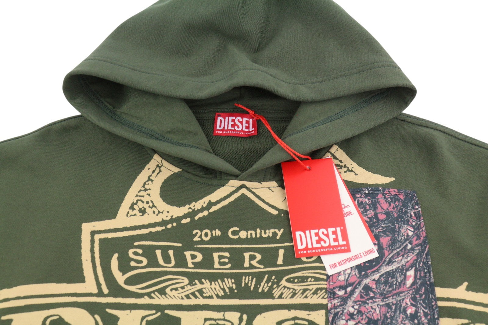 Diesel S-baxt-hood-r1 Men Hoodiegreen Graphic Print Kangaroo Pocket Rrp295