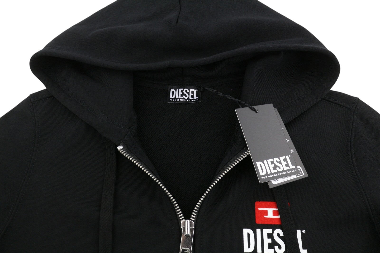 Diesel S-ginn-hood-zip 250209 Off Men Hoodieblack Full Zip Rrp175