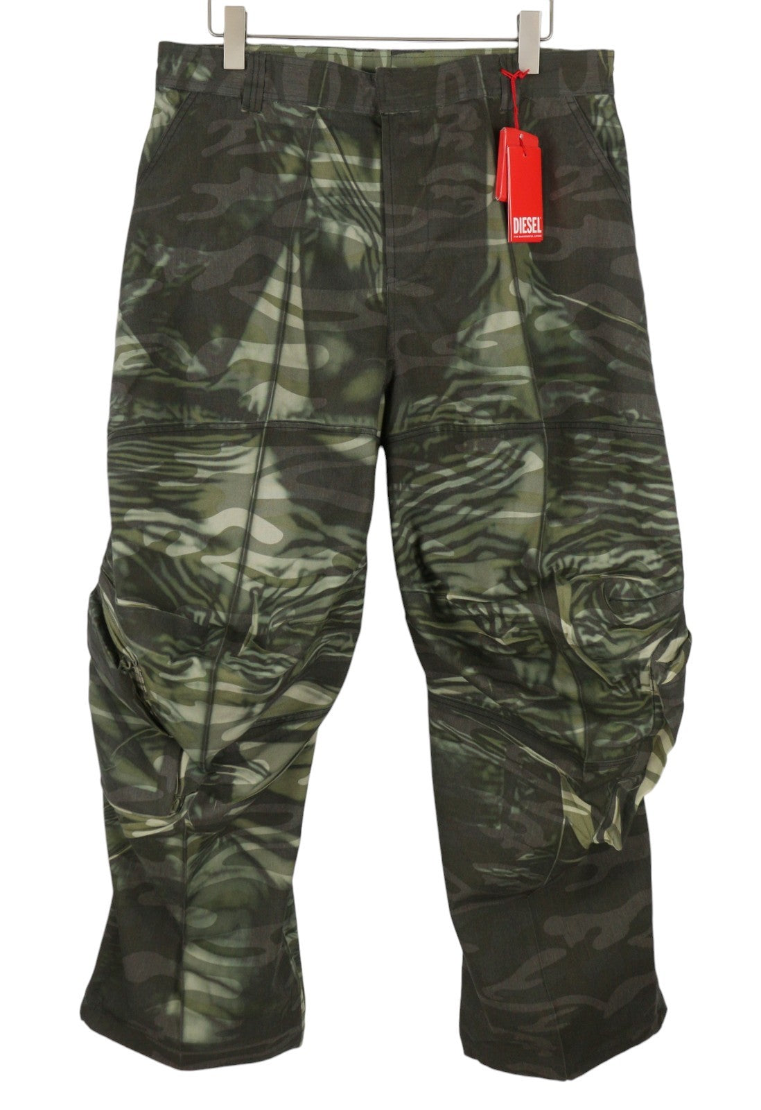 Diesel P-arne Men Trousers 52khaki Camouflage Twill Cargo Rrp375