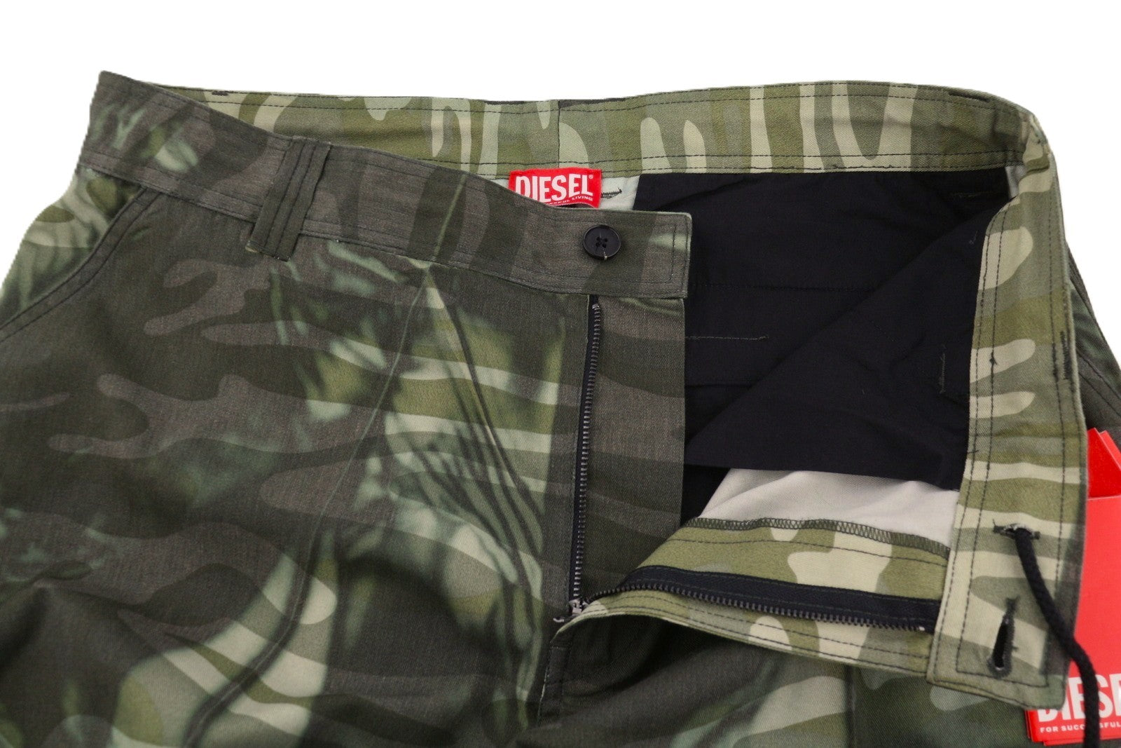 Diesel P-arne Men Trousers 52khaki Camouflage Twill Cargo Rrp375