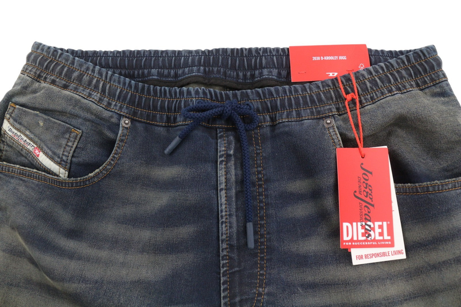 Diesel 2030 D-krooley 09j34 Jogg Men Jeansblue Faded Distress Rrp295