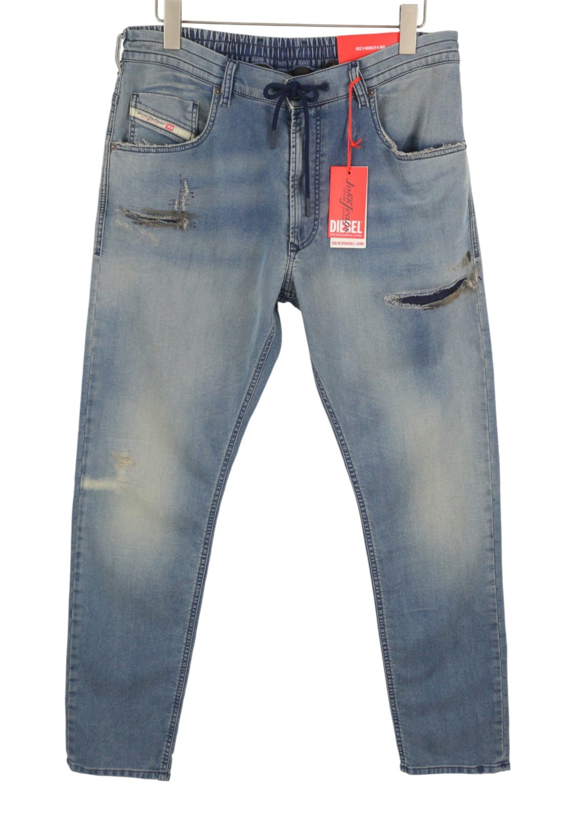 Diesel 2032 D-krooley-b 068pl Jogg Men Jeansblue Faded Distress Rrp325