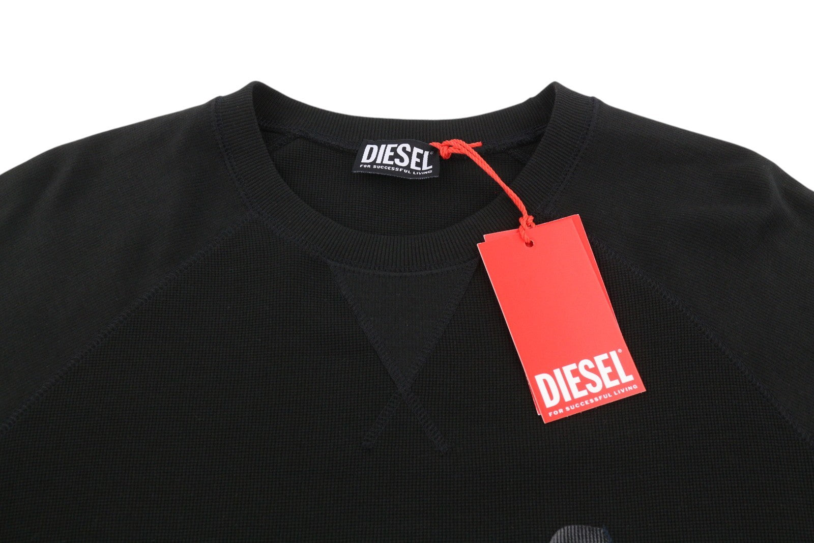 Diesel S-raglan-waf Men Sweatshirtblack Crew Neck Front Logo Pull On Rrp175