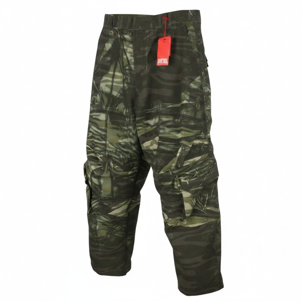 Diesel P-arne Men Trousers 50khaki Camouflage Twill Cargo Rrp375