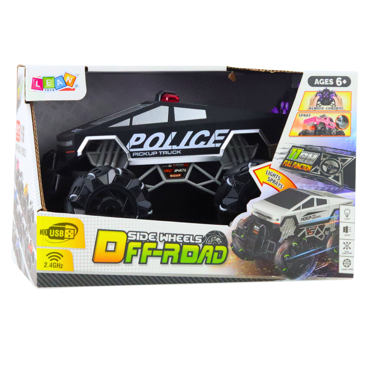 Off-road Vehicle Pick Up Truck Police Remote Controlled Rc Lights Smoke 1:16