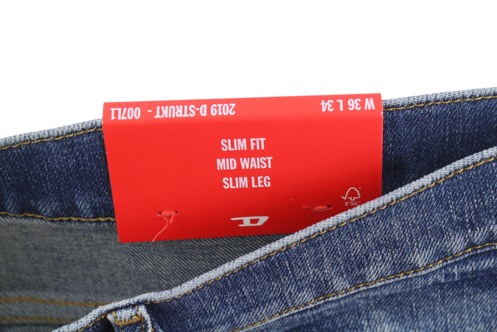 Diesel 2019 D-strukt 007l Men Jeansblue Whiskers Faded Slim Fit Rrp195