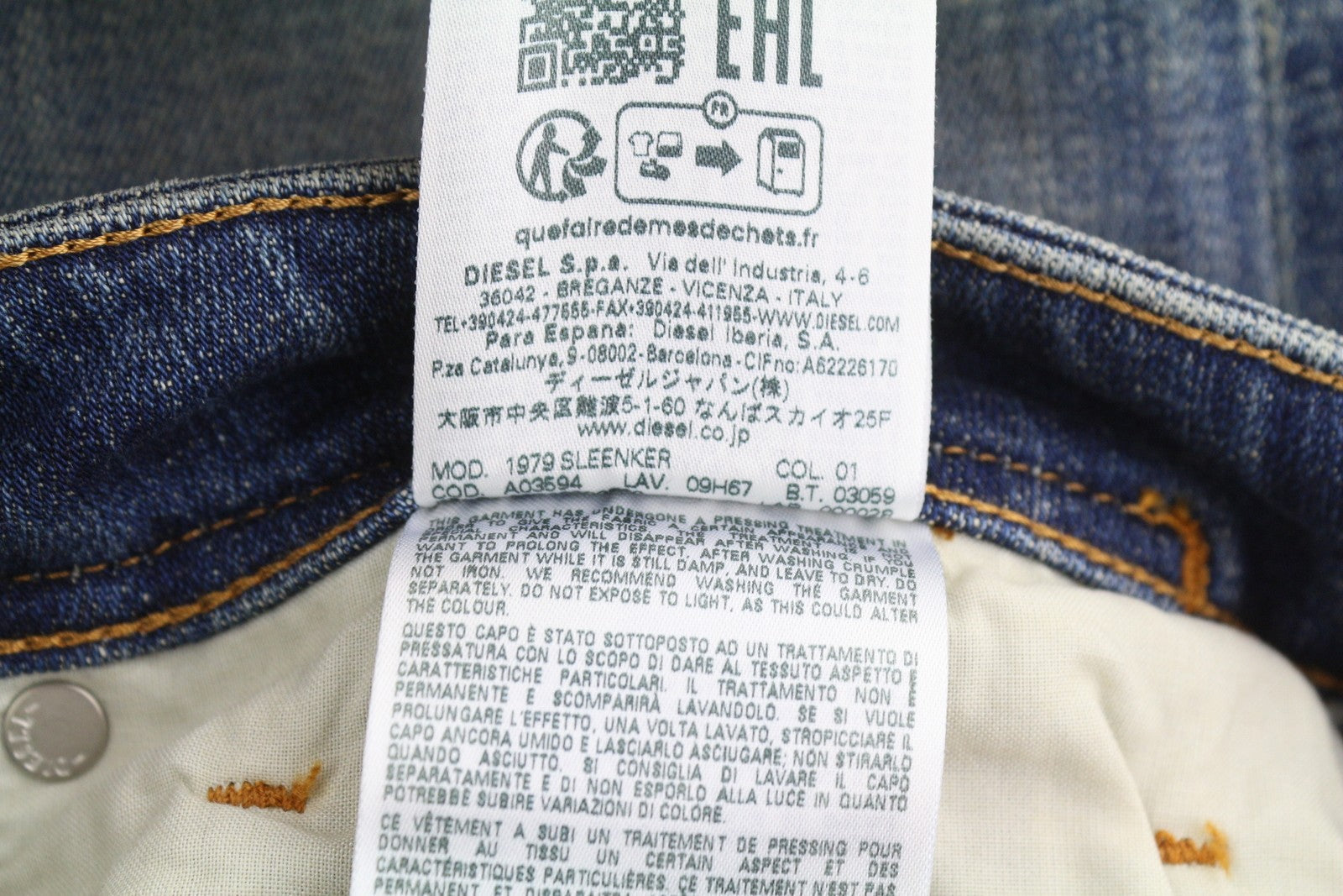 Diesel 1979 Sleenker 09h67 Men Jeansblue Faded Skinny Fit Low Rrp195