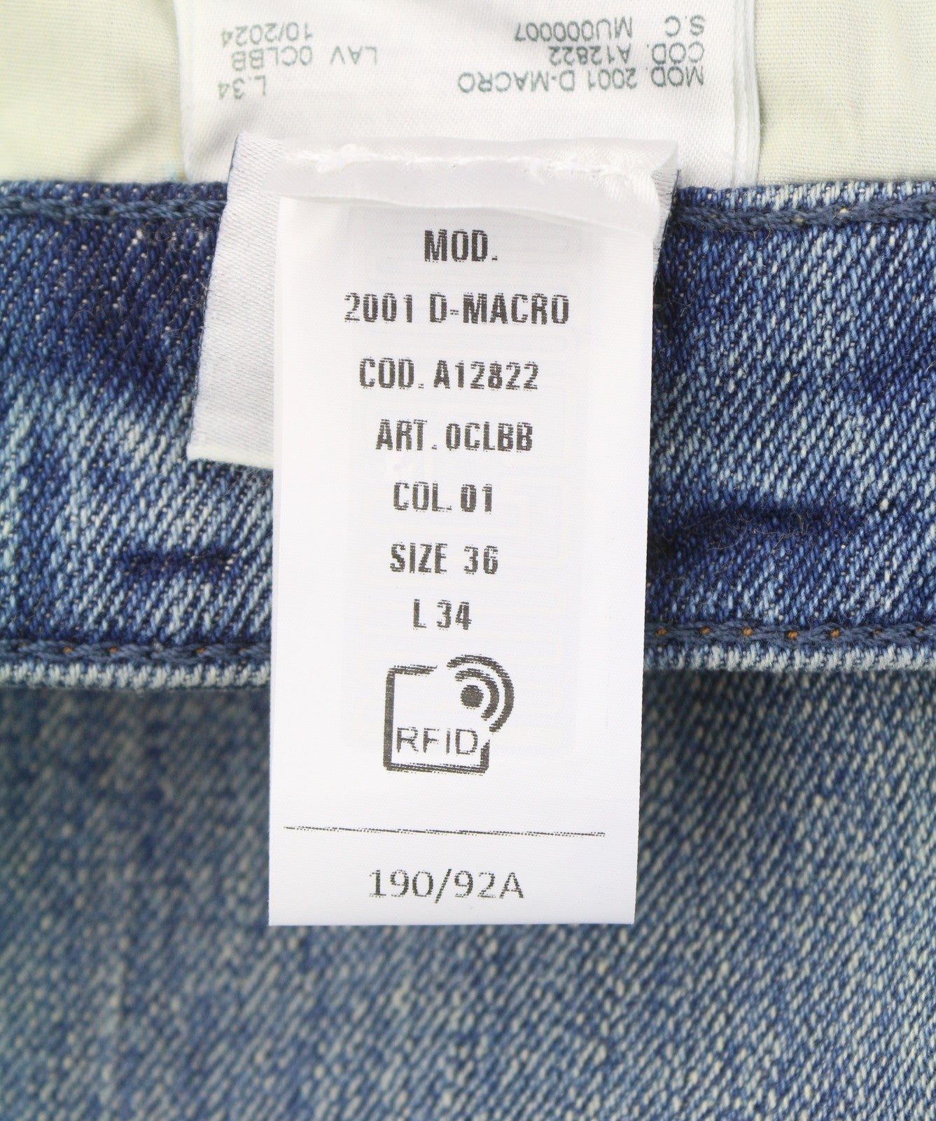 Diesel 2001 D-macro 0clbb Men Jeansblue Relaxed Fit Wide Leg Low Rrp195