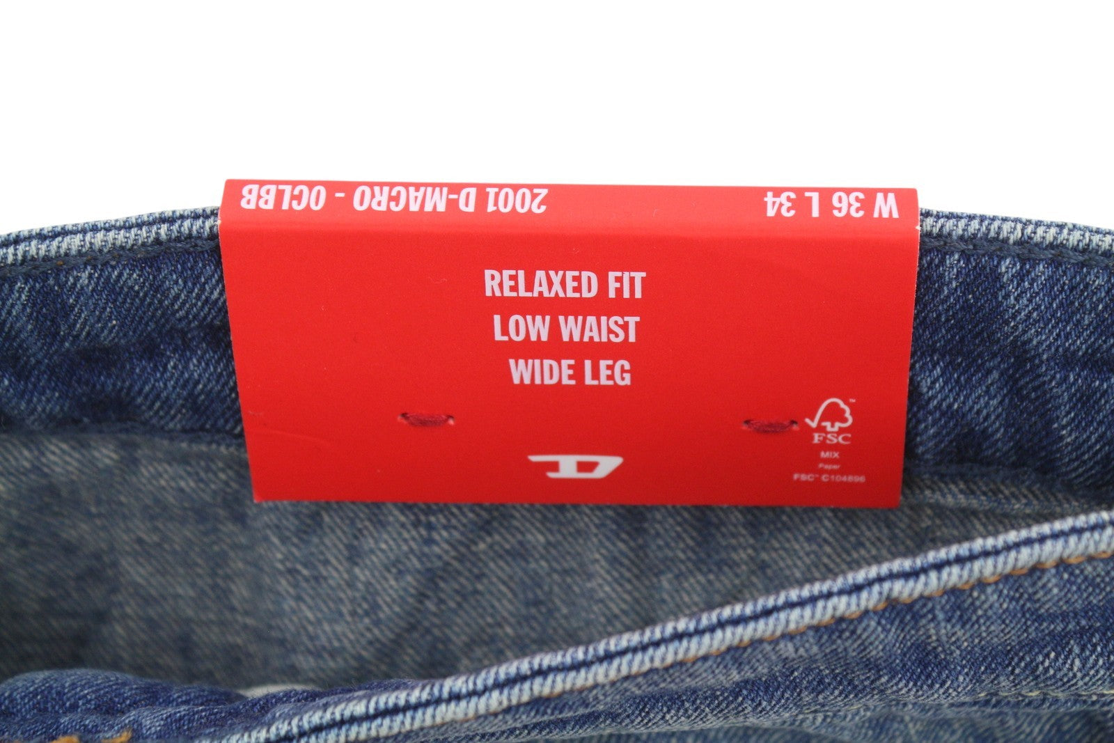 Diesel 2001 D-macro 0clbb Men Jeansblue Relaxed Fit Wide Leg Low Rrp195