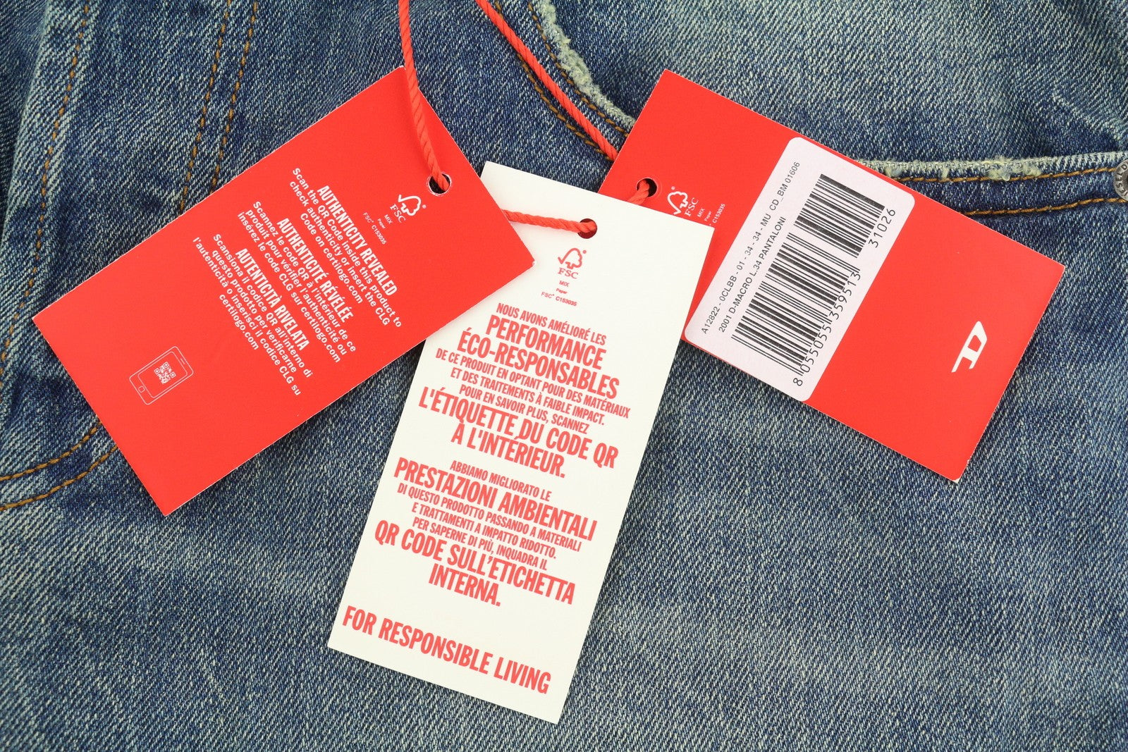 Diesel 2001 D-macro 0clbb Men Jeansblue Relaxed Fit Wide Leg Low Rrp195