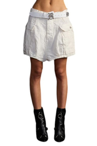 R13 Bubble Women Shorts 24 White Linen Button Fly Ss26 Rrp895