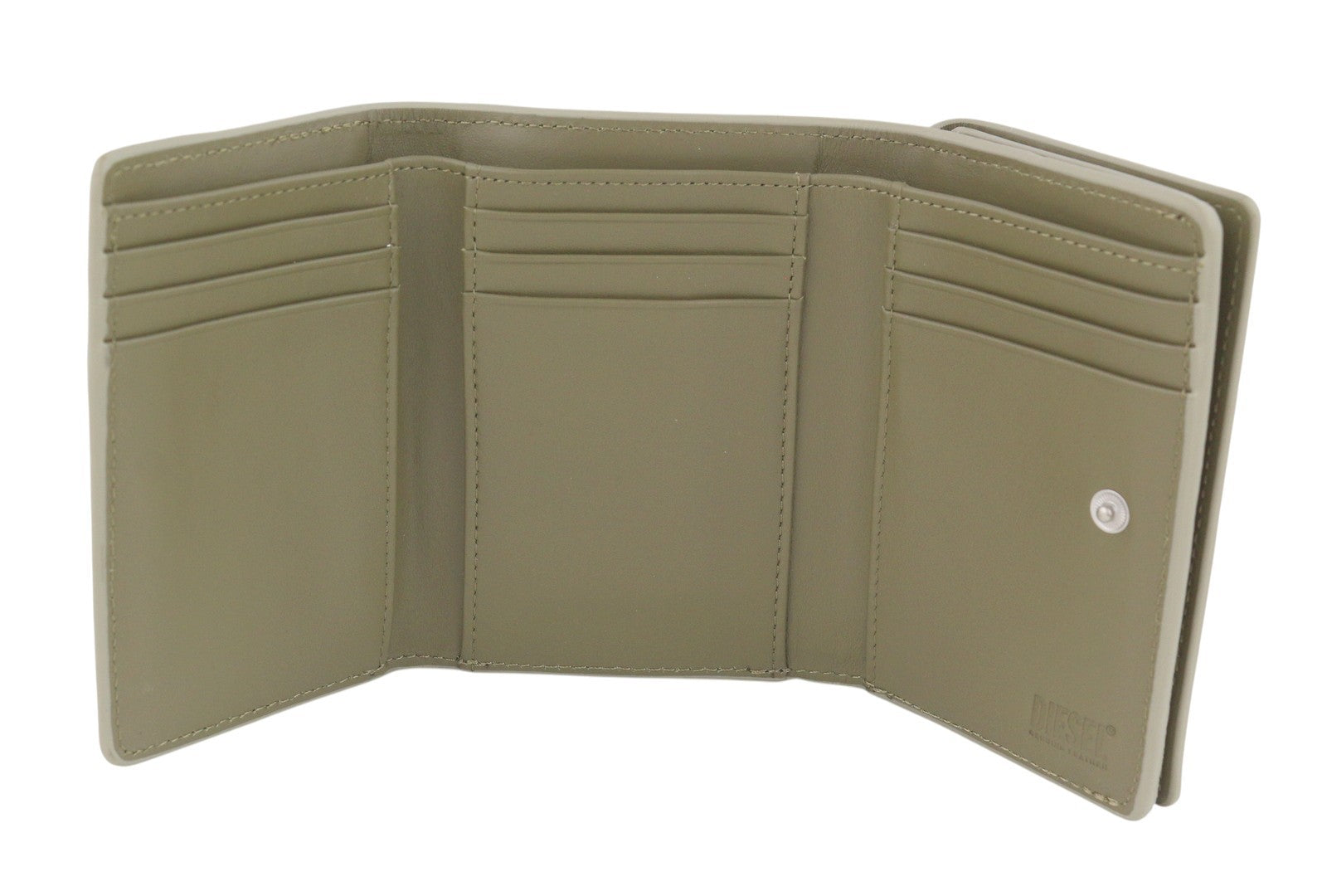 Diesel Tri-fold Coin Women Walletgrey Genuine Leather Patterned Rrp210