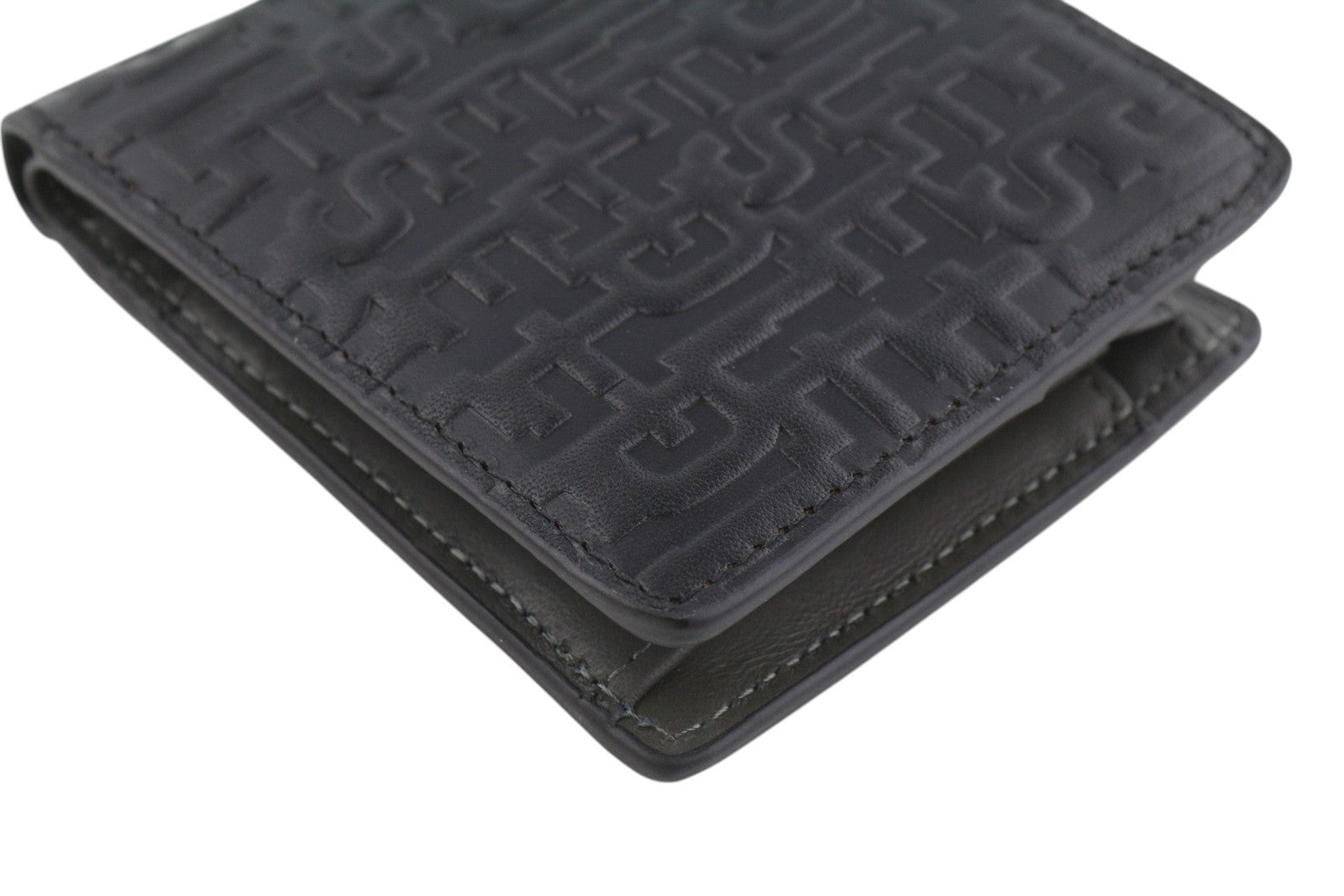 Diesel Pc Monogram Bi-fold Men Walletblack Cow Leather Logo All-over Rrp185