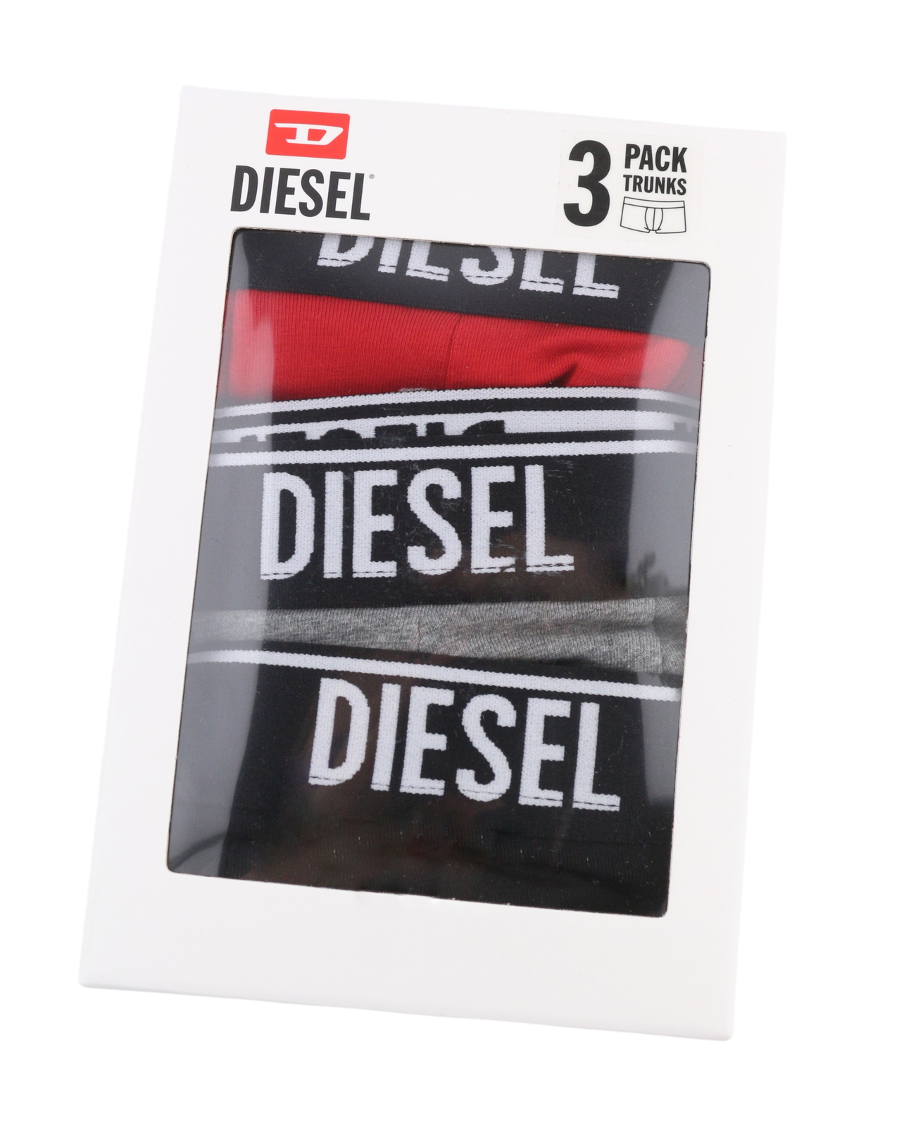 Diesel Umbx-shawnthreepack-rg Men Underwearelastic Waist Trunks Boxer 3pc