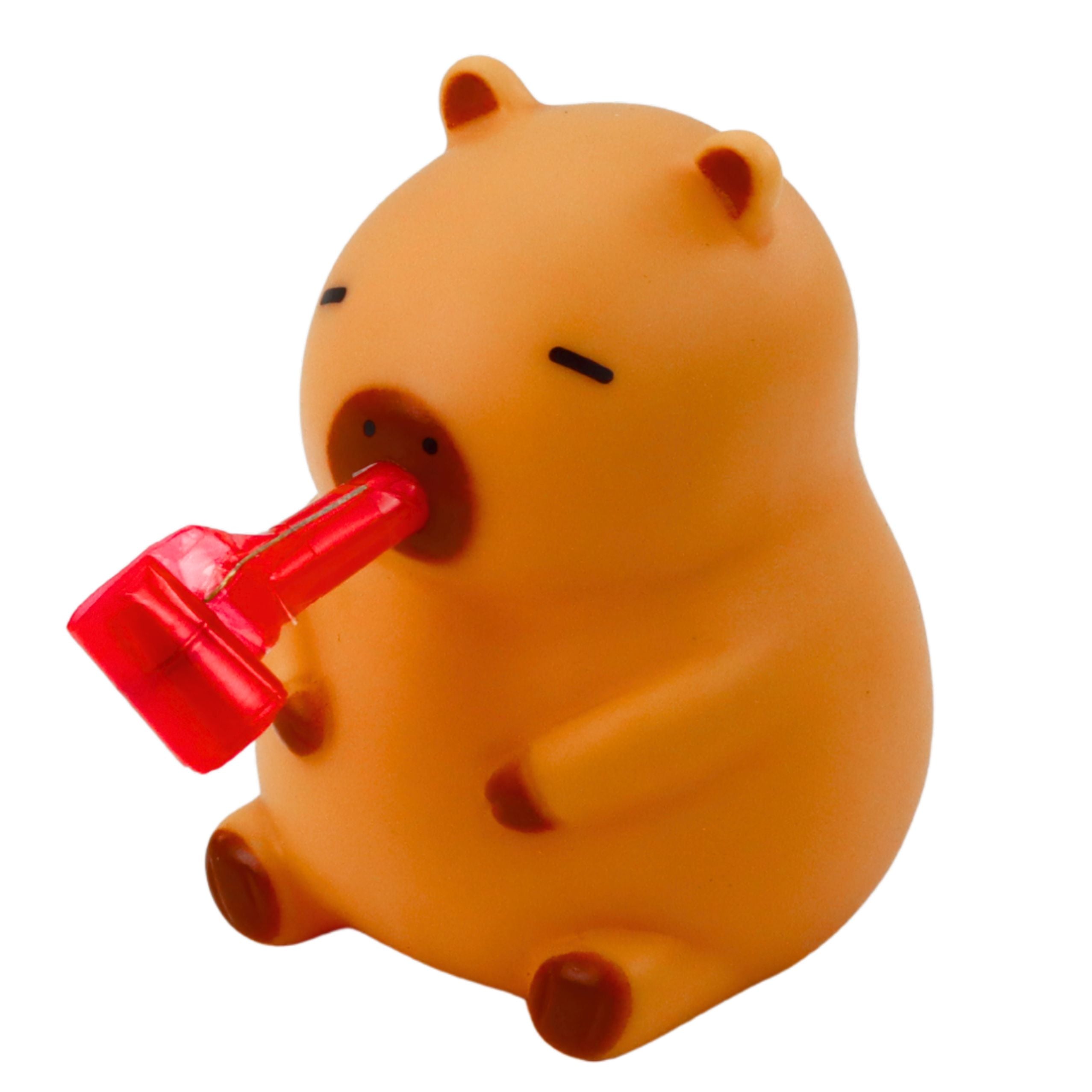Squishy Capybara With Trumpet And Pipe Bronze Figurine 7cm