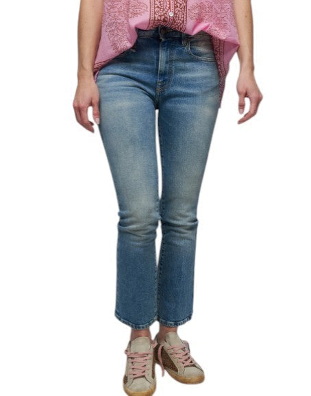 R13 Kick Fit Mulheres Jeans 26 Jasper Stretch Cortado Bigodes Desbotados Azul Ps26