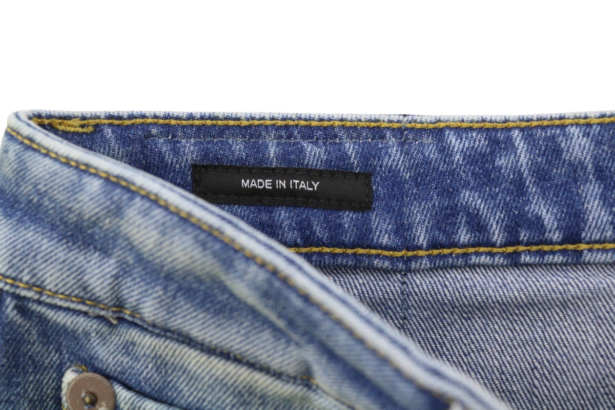 R13 Kick Fit Mulheres Jeans 26 Jasper Stretch Cortado Bigodes Desbotados Azul Ps26