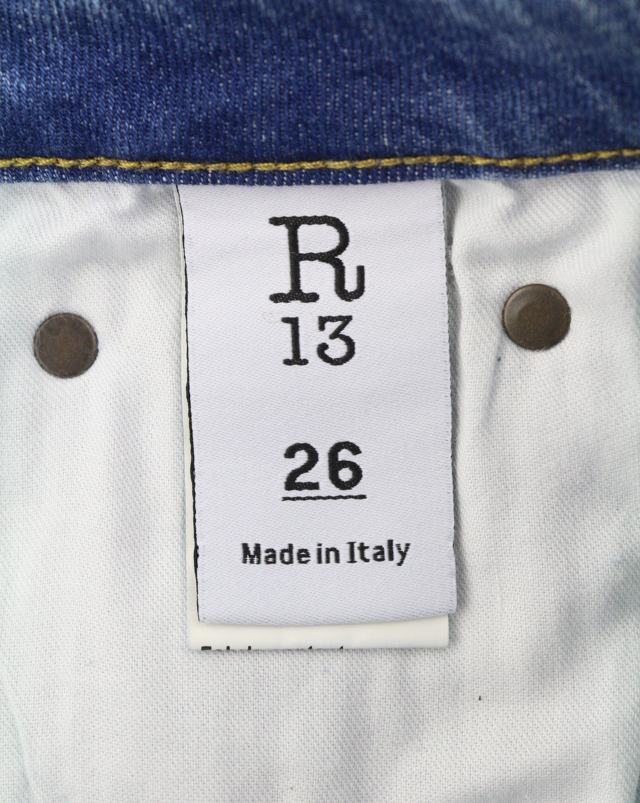 R13 Kick Fit Mulheres Jeans 26 Jasper Stretch Cortado Bigodes Desbotados Azul Ps26
