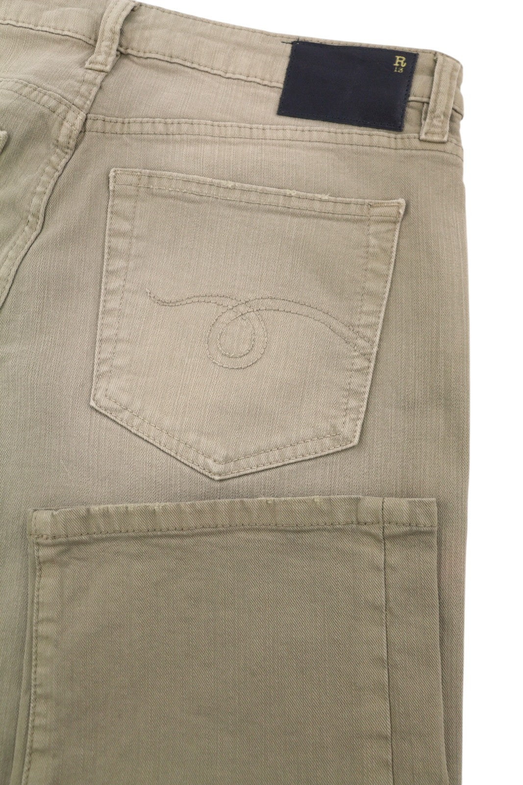 R13 Jeans da donna dritti da ragazzo 27 Pebble Stretch Cropped Beige sbiadito