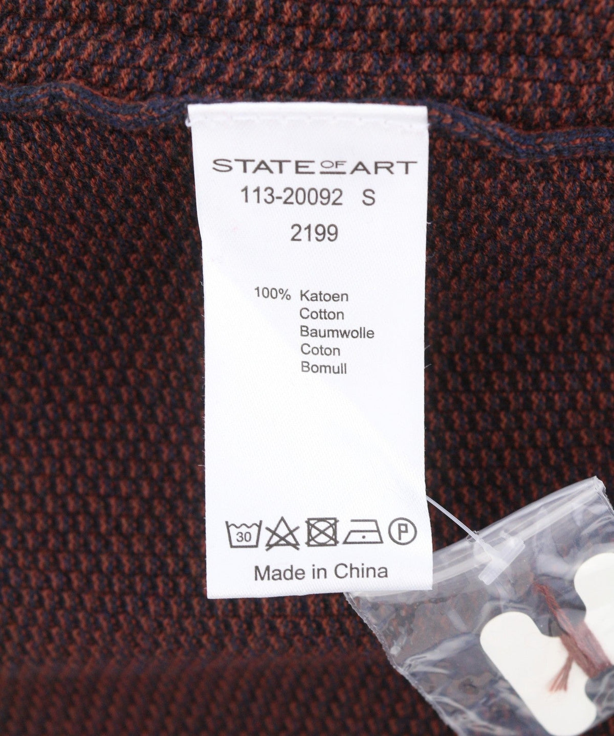 State Of Art Män Jumperbrown Melange Crew Neck Patch Pocket Pull On