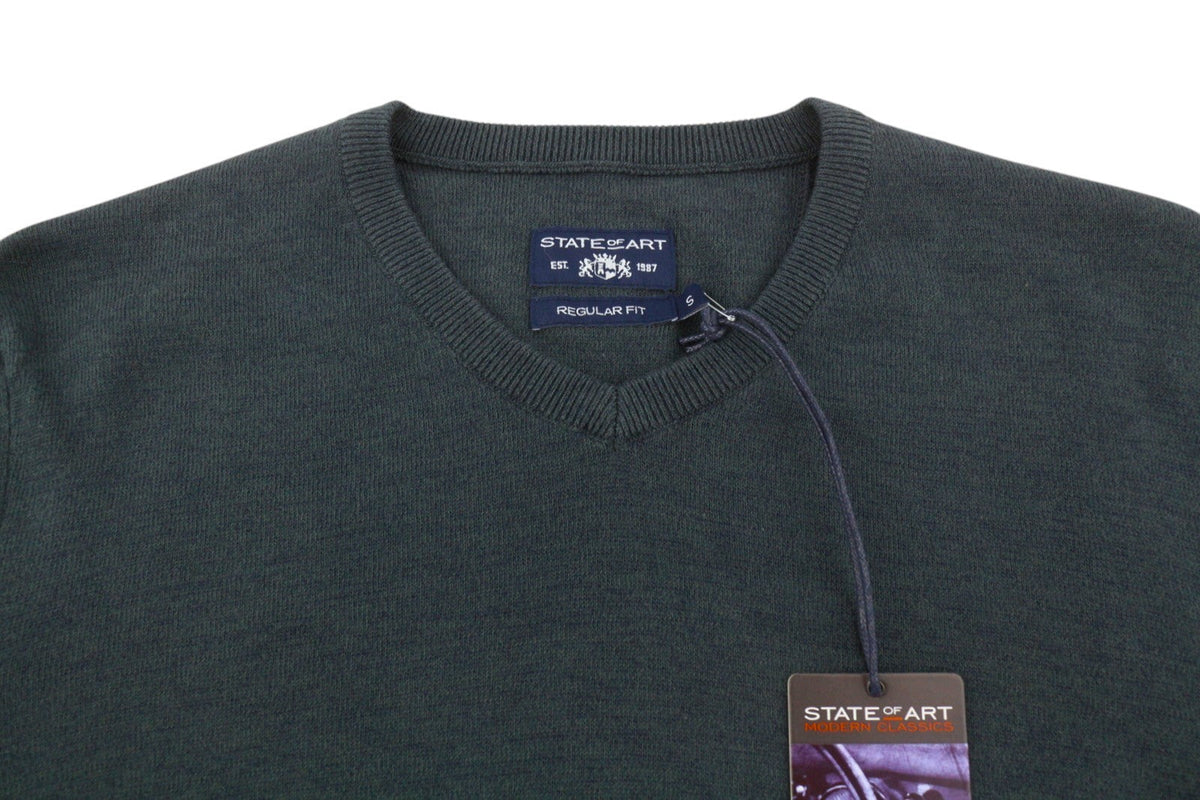 State Of Art Män Jumperdark Grey Melange Stickad V-ringad Pull On