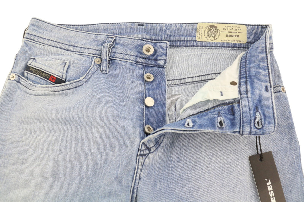 Diesel Buster 081al Masculino Jeansblue Desbotado Regular Slim Tapered Stretch