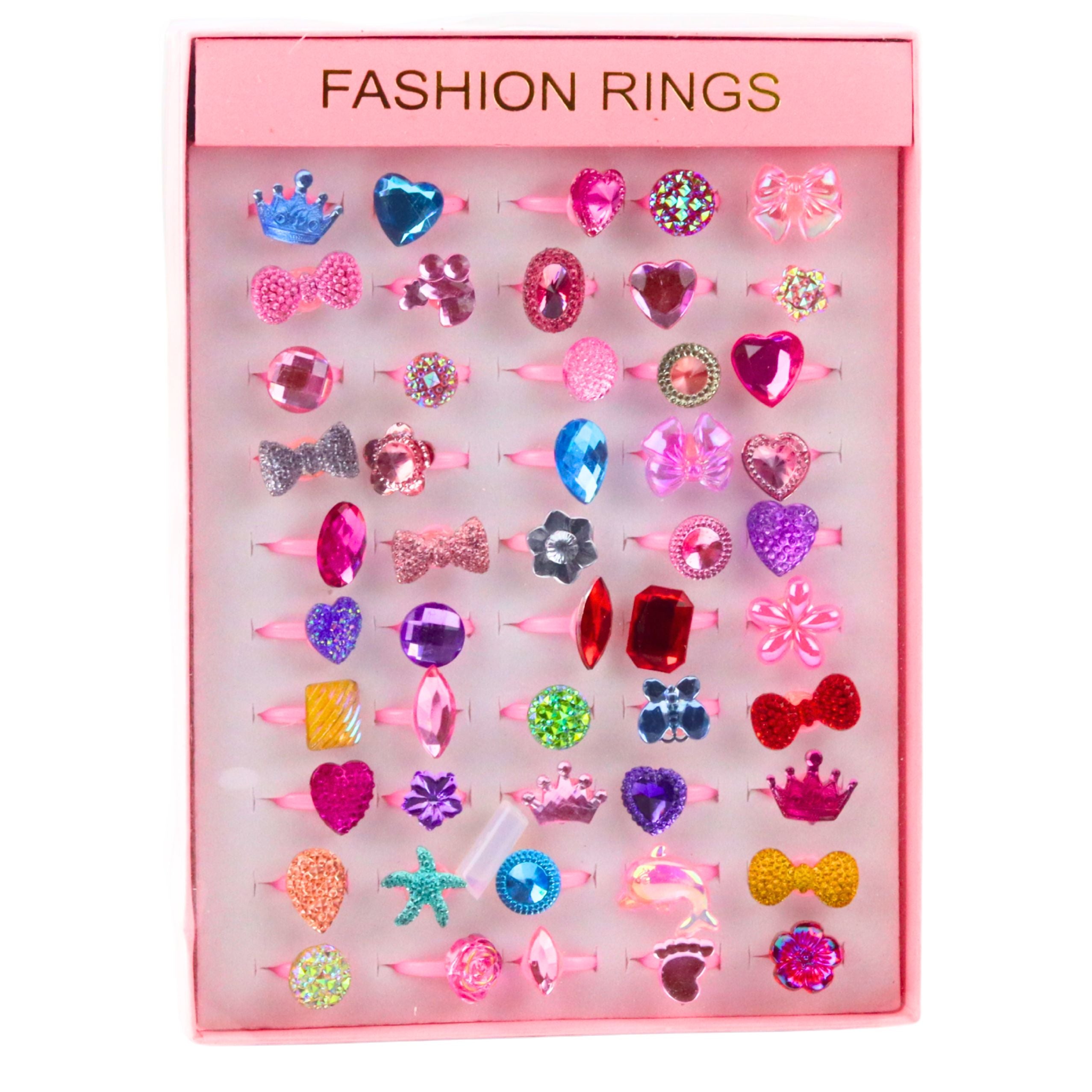 Beauty Set Children's Rings Colored Diamonds 50 Pcs.